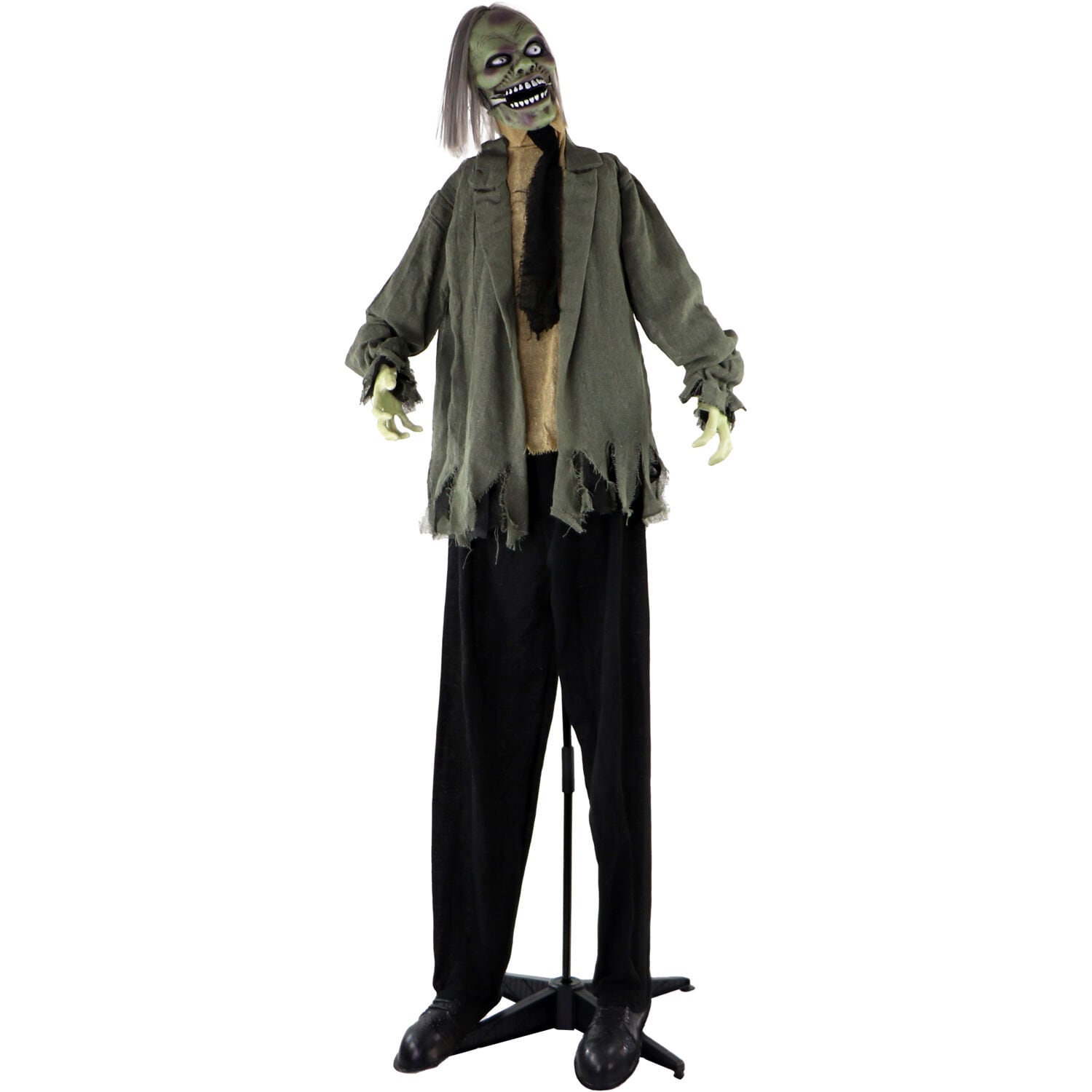 Haunted Hill Farm 5.92-ft Talking Lighted Animatronic Zombie Free ...