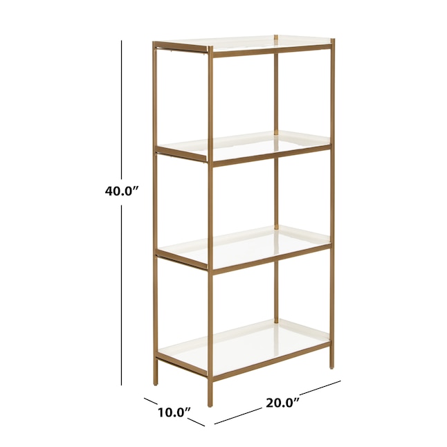 Safavieh Daniella White/Brass Metal 4-Shelf Bookcase (20-in W x 40-in H ...