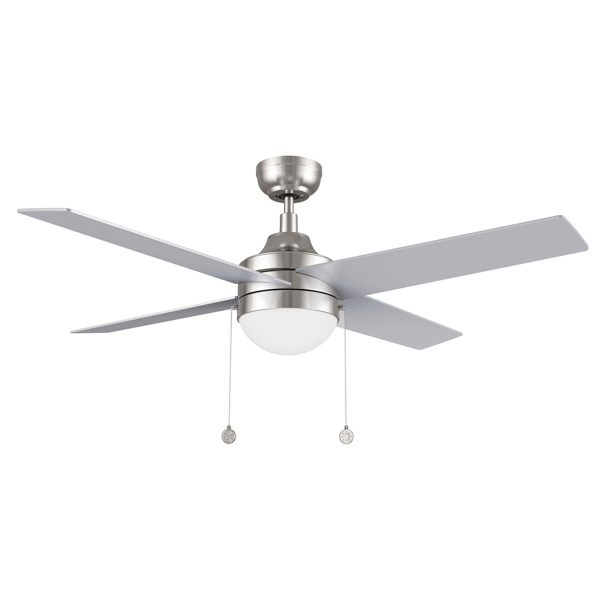 CARRO USA LCFP524E6-L11-SJ-1 Visalia 52-in Integrated LED Brushed Nickel with Silver Blades Ceiling Fan Light kit compatible ( 4 -Blade )