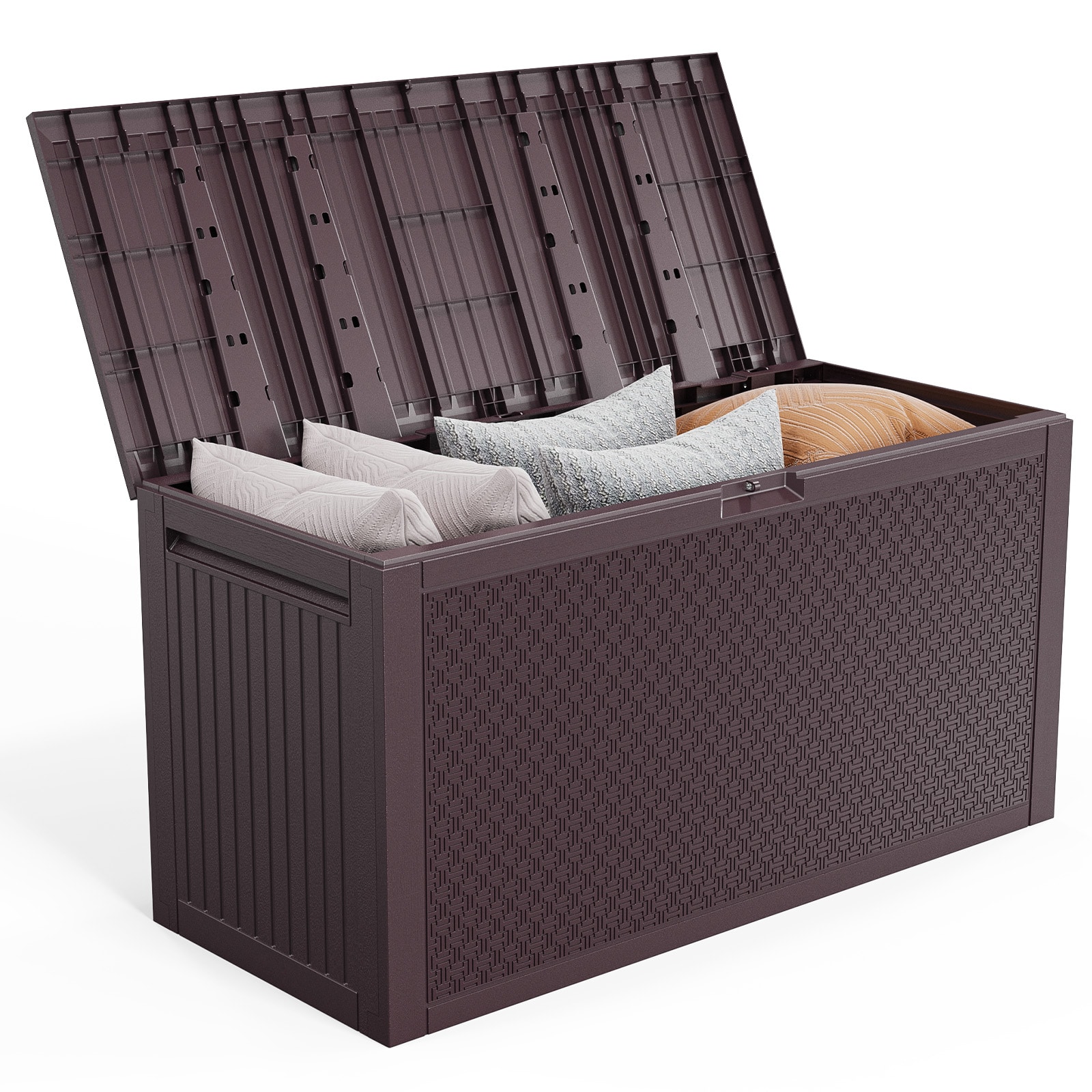VINGLI - 90 Gallon Lockable Outdoor Storage Box/Plastic Storage Containers with Lid/Patio Deck Bo...