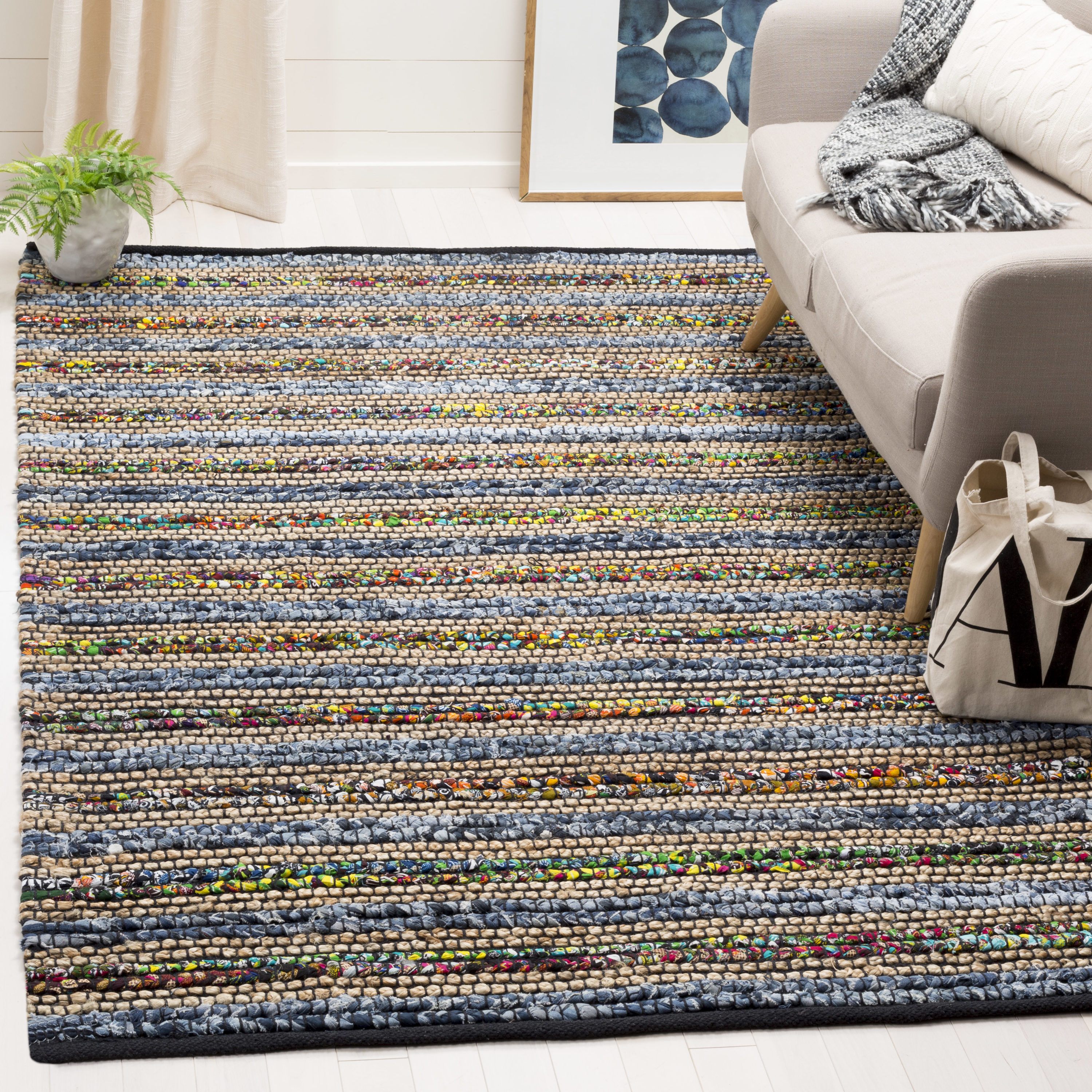 Hand-Knotted Blue Rectangular 9' x 12' Area Rug