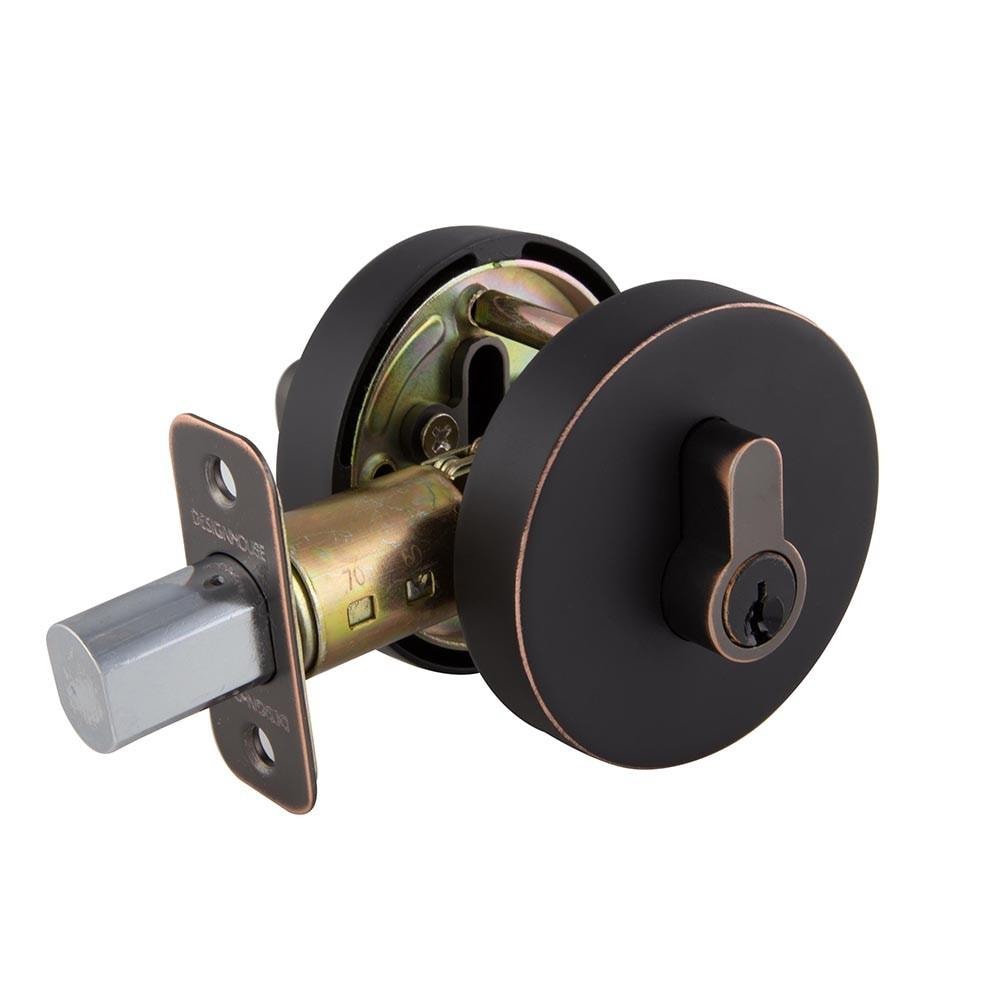 Design House 581850 Oil Rubbed Bronze Single Cylinder Deadbolt