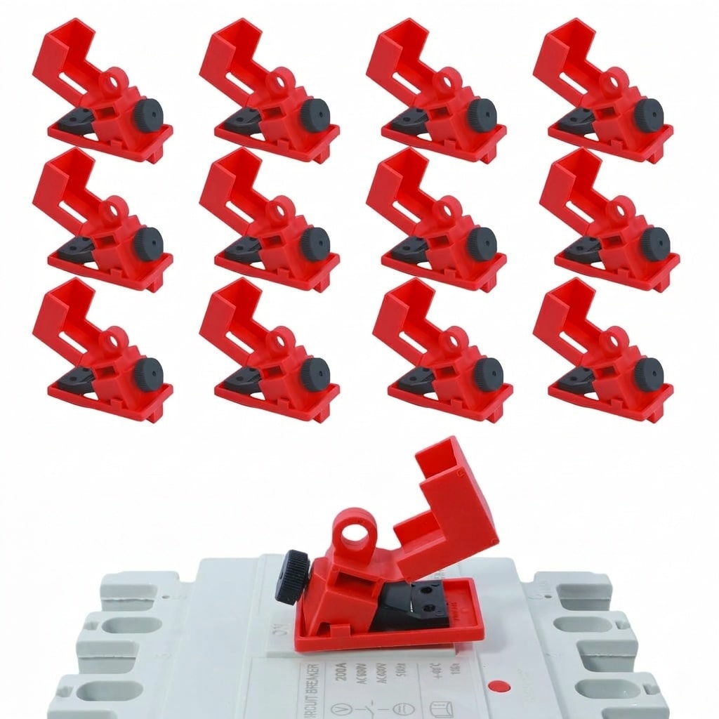 AOIZGMY 12 Pack Circuit Breaker Lockout Kit Single Pole Clamp On Fits 120V to 277V Panels OSHA Compliant Electrical Panel Lockout Device #LAZ0430G09