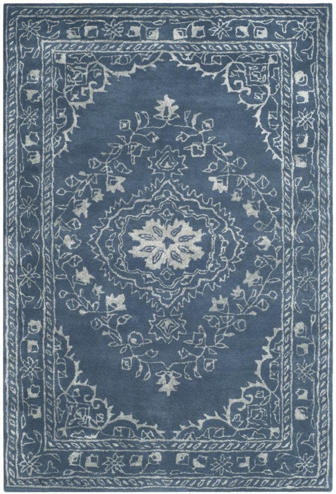 Safavieh GLM533B-4 Glamour Juno 4 x 6 (ft) Tufted Synthetic Blue Rectangular Indoor Floral/Botanical Vintage Area rug