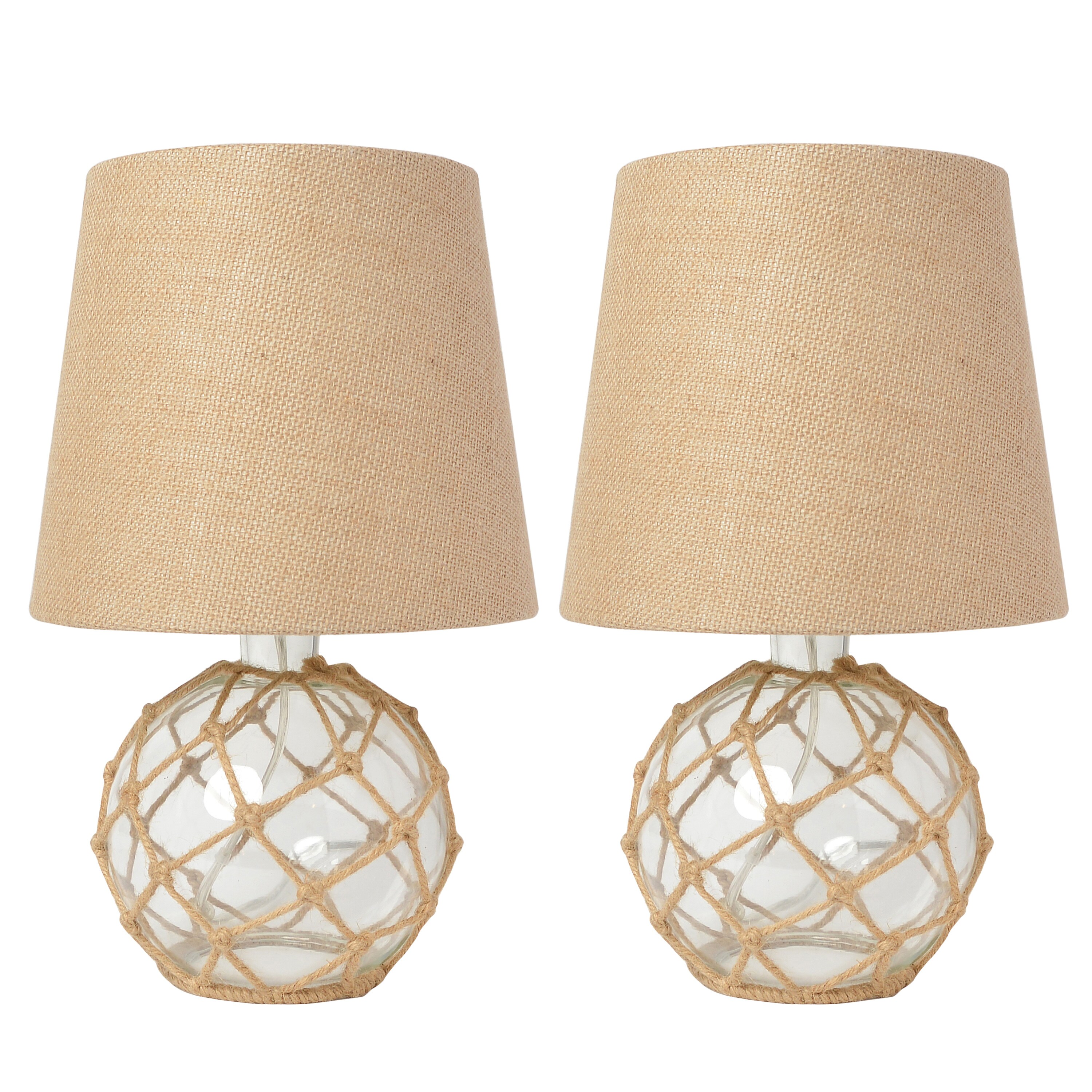 Elegant Designs LT1050-CLR-2PK 14.75-in Clear LED On/Off switch Table Lamp with Fabric Shade 2 -Set