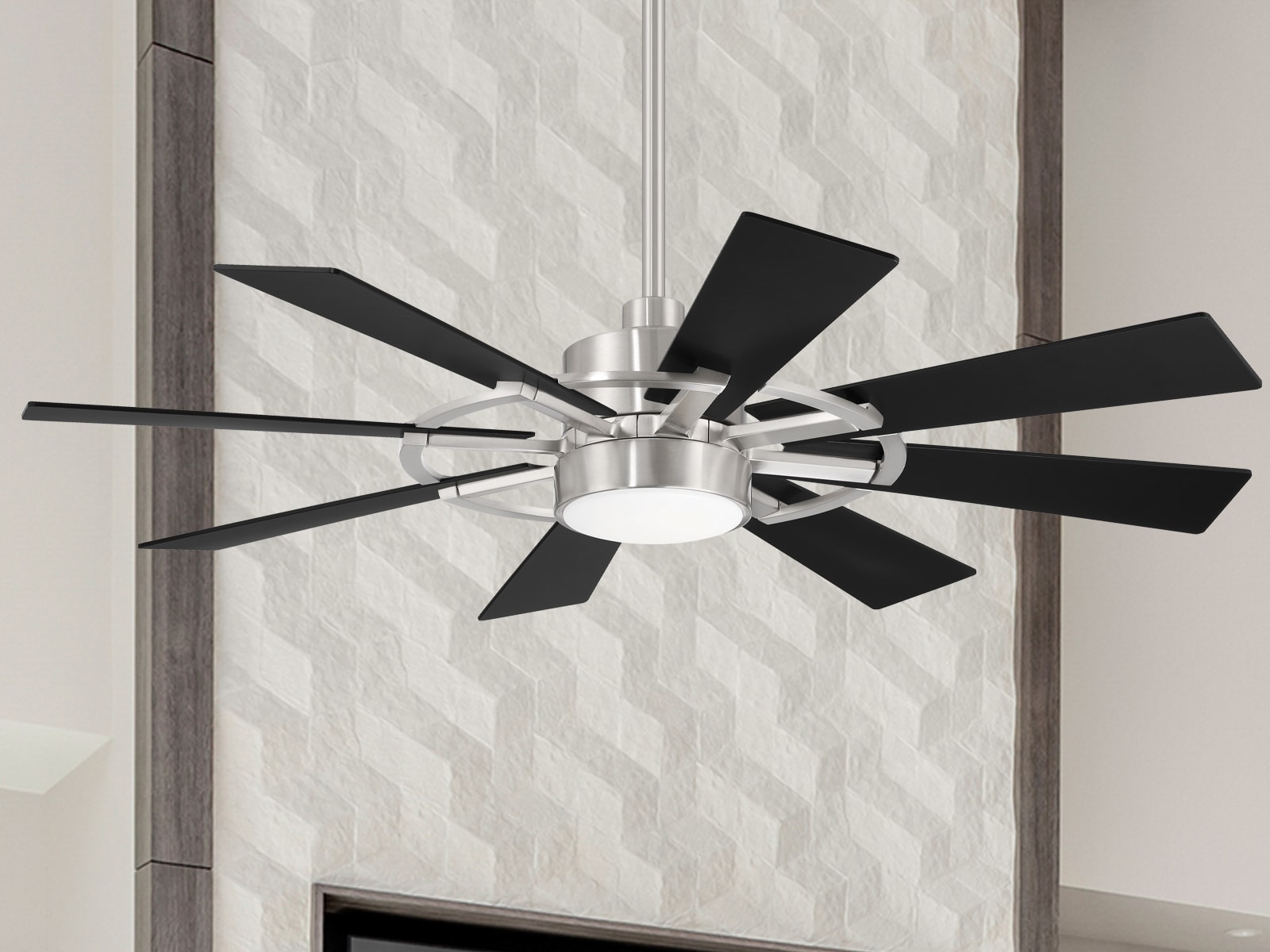 Harbor Breeze Allenhurst 52-in Brushed Nickel with Matte Blades Color-changing Indoor/Outdoor Downrod or Flush Mount Ceiling Fan with Light and -  OZ52BNK8LR