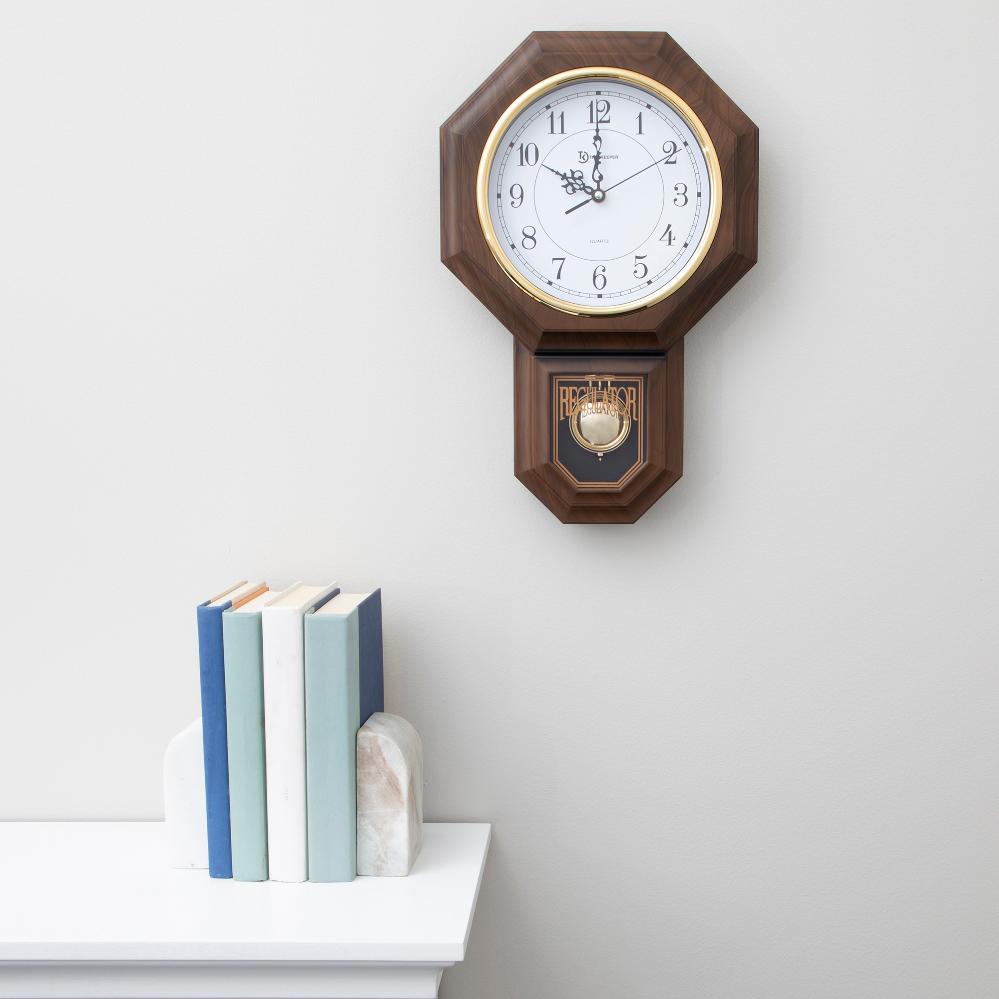 Essex 18.75" Brown Faux Wood Pendulum Wall Clock