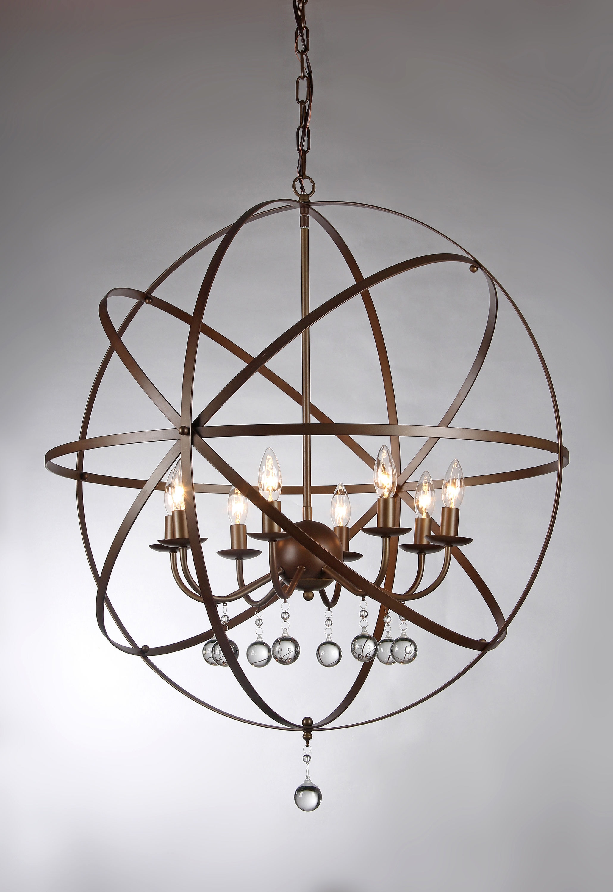 Aurelia 31'' Bronze Globe Chandelier with Crystal Accents