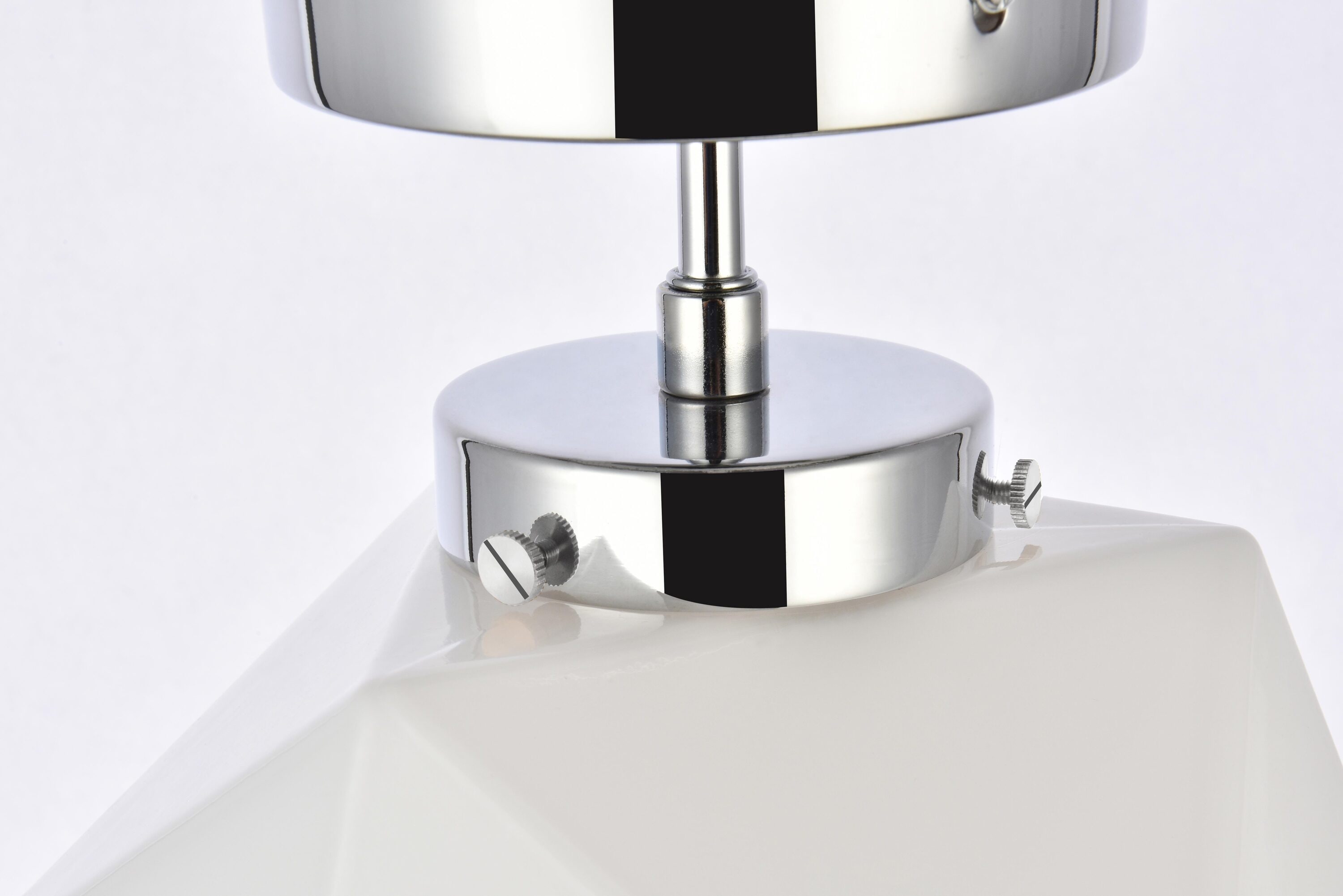 Lawrence Chrome and White Glass 1-Light Flush Mount