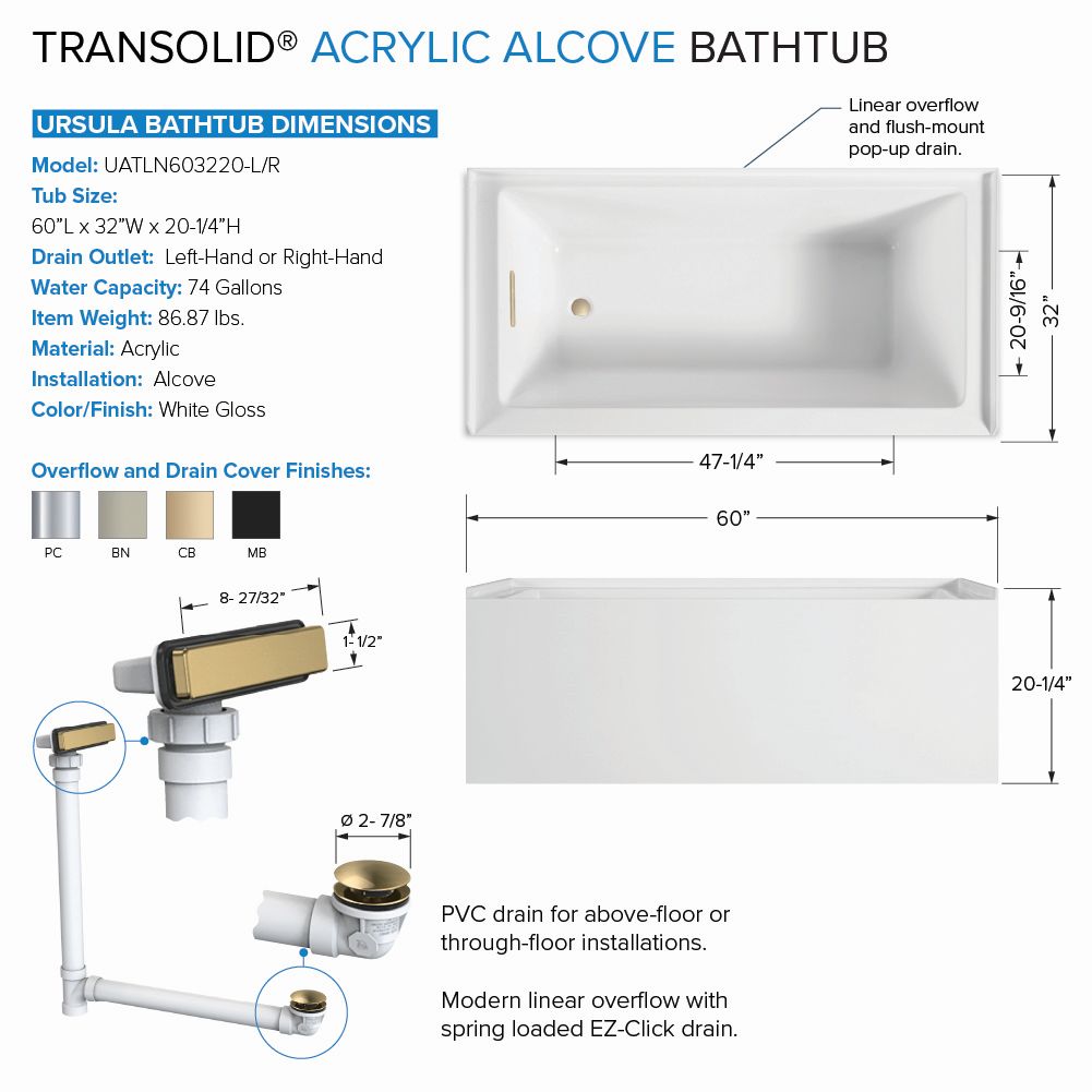 Transolid UATLN603220-R-CB bathtubs - View #3