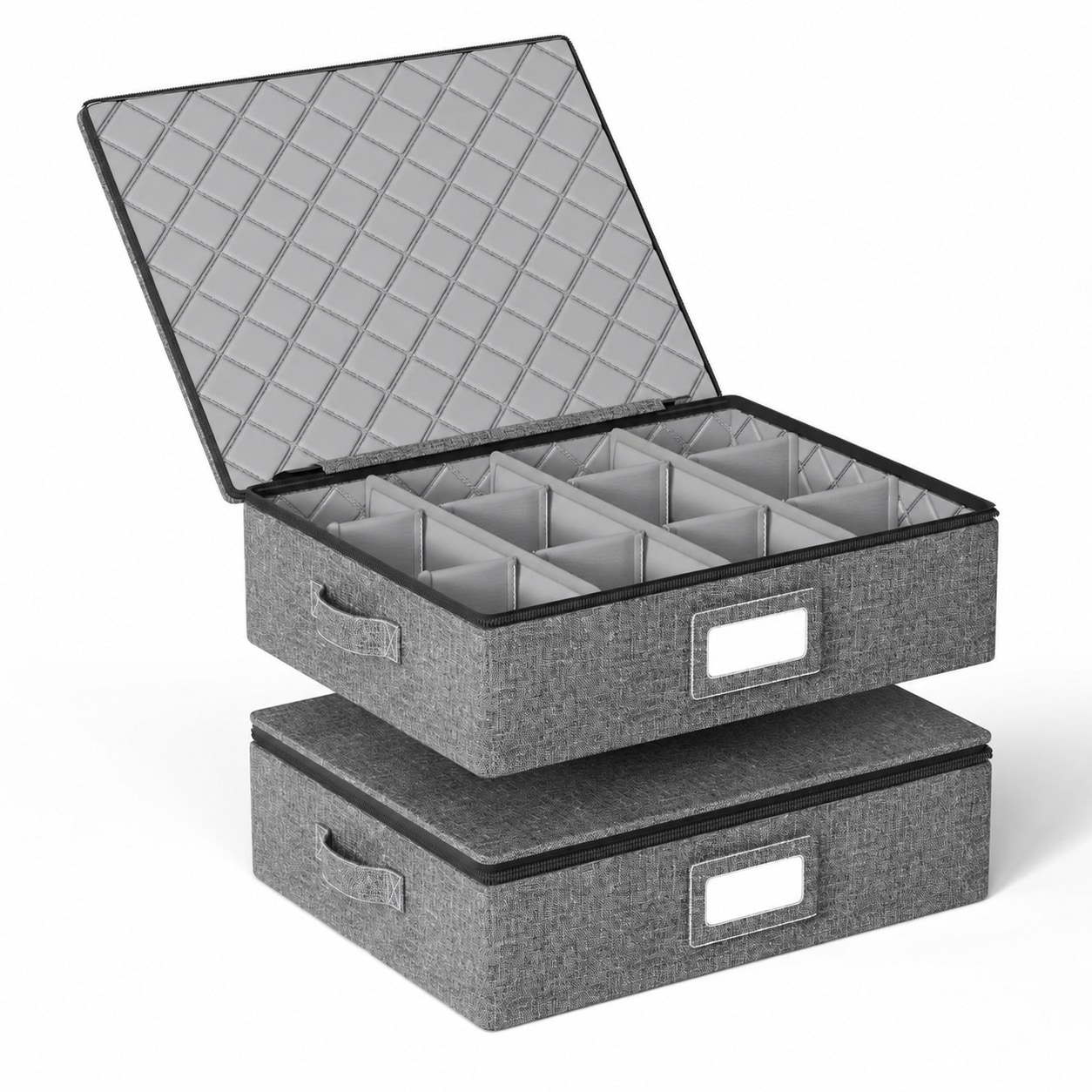 Aoibox  Cup and Mug Storage Box with Hard Shell Protection Quilted Dividers Stackable 17 x 13 x 5 5 in Holds