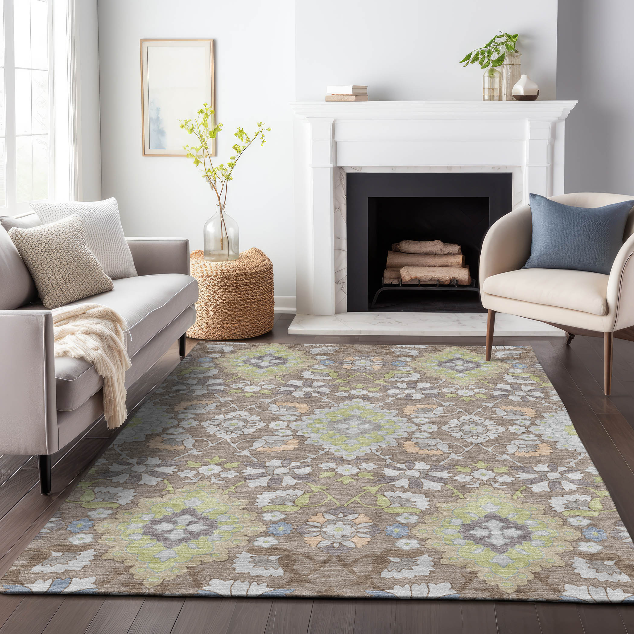 Addison Rugs ACN1002TP5X8 Chantille ACN1002TP 5 x 7 (ft) Polyester Taupe Rectangular Indoor/Outdoor Geometric Machine washable Area rug