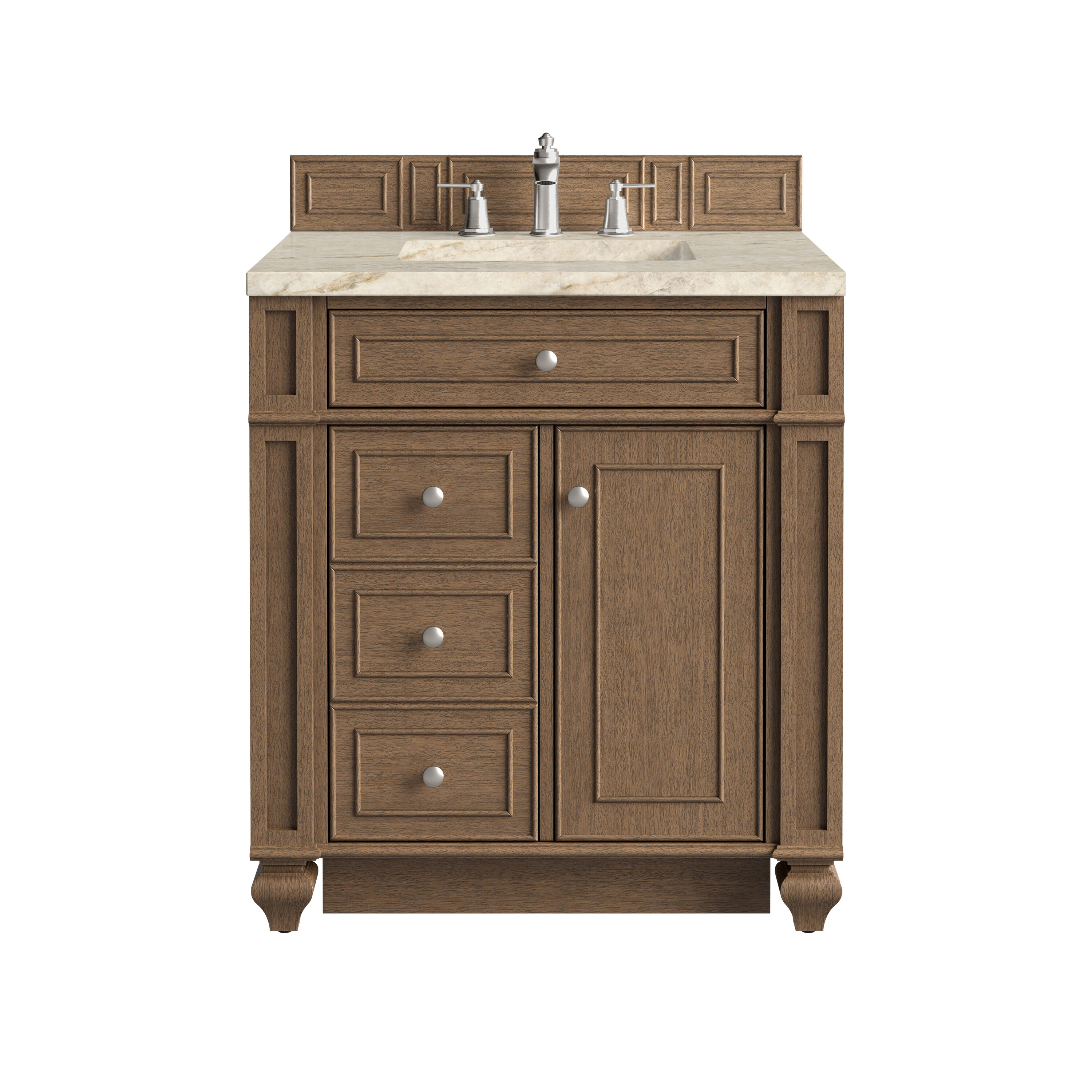 James Martin Vanities Bristol 30-in Saddle Brown Undermount Single Sink Bathroom Vanity with Quartz Top (Fully Assembled)