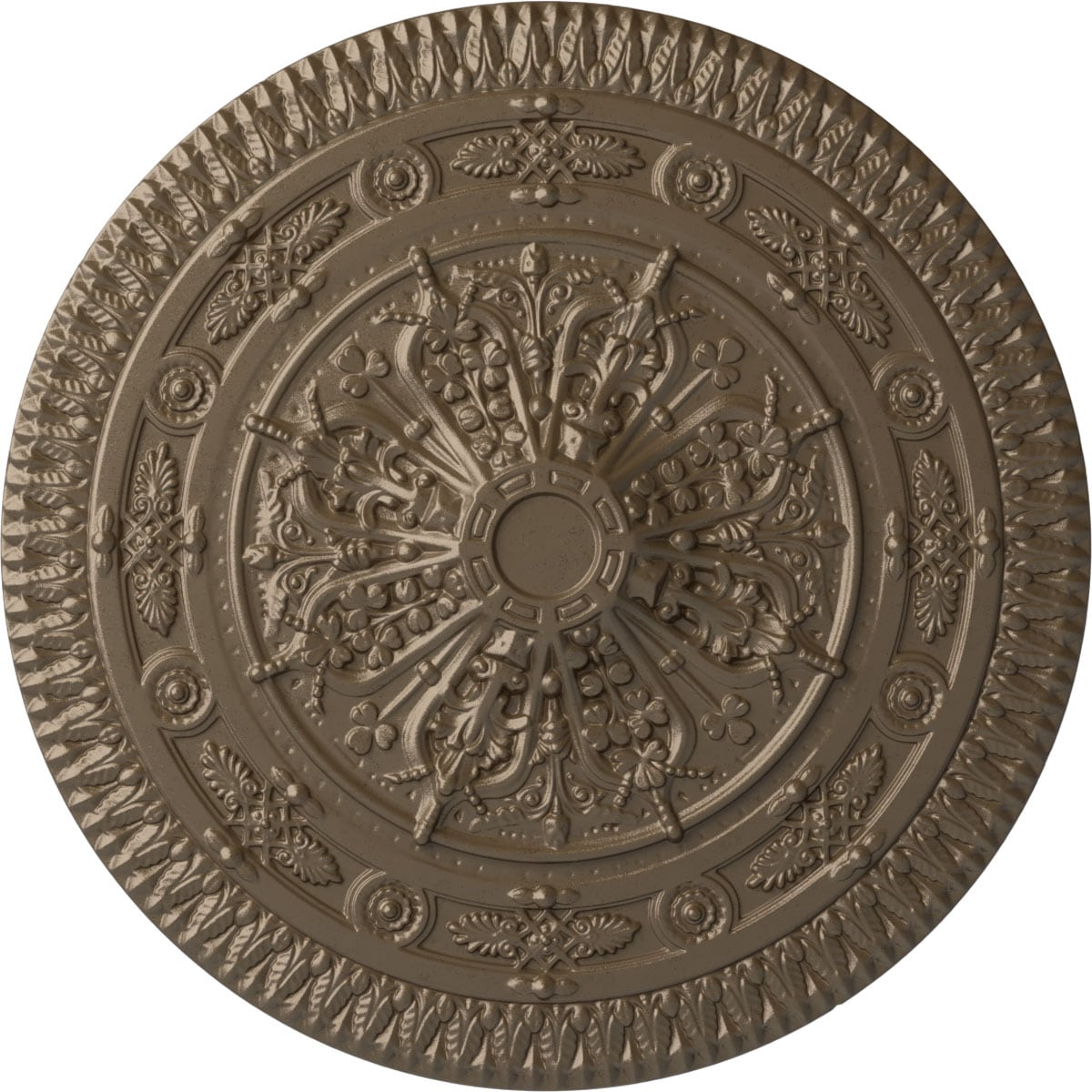 Ekena Millwork CM37NAWSS Naple 37.5-in W x 37.5-in L Painted Warm Silver Polyurethane Whole Ceiling Medallion