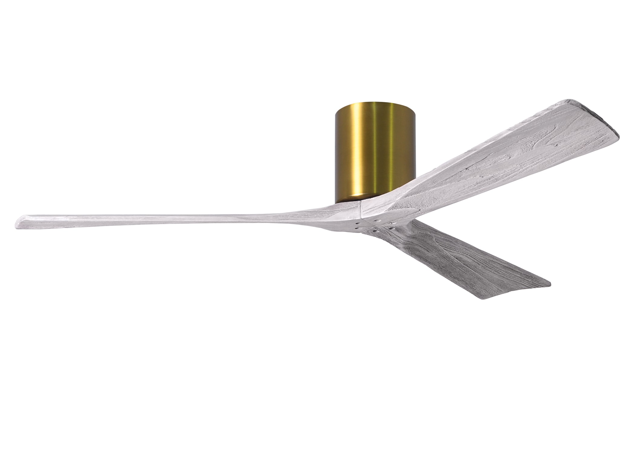 Matthews Fan Company IR3H-BRBR-BW-60 Irene-H 60-in Outdoor Flush Mount Brushed Brass with Barn Wood Tone Blades Ceiling Fan Without Light - Remote Included ( 3 -Blade )