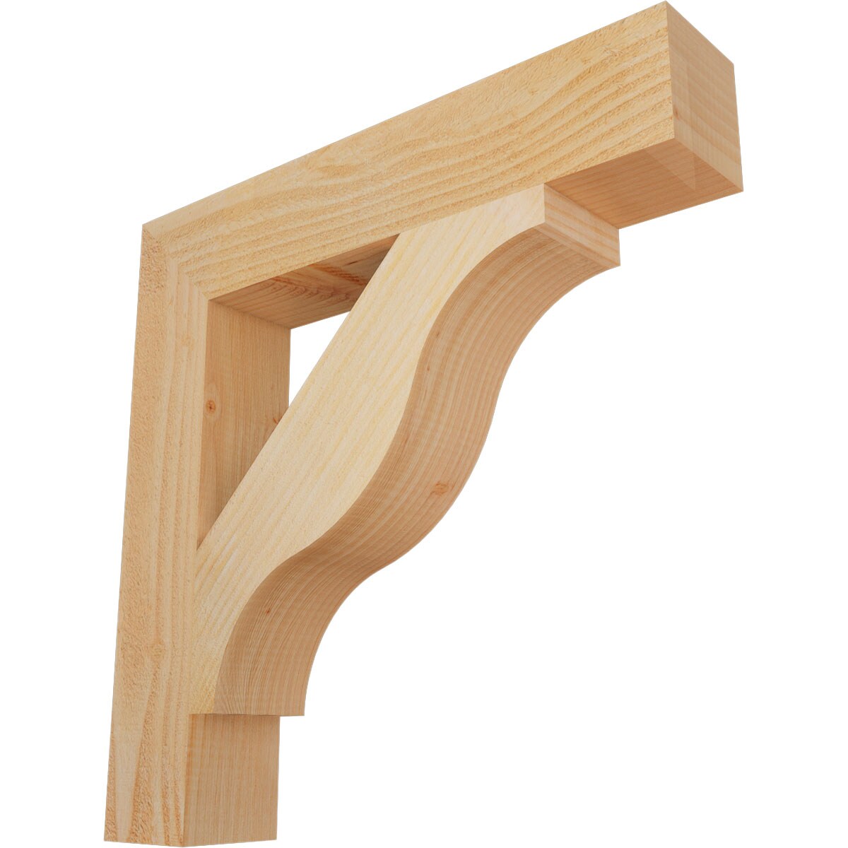 Ekena Millwork BKT04X22X22FST05RDF Funston Block Rough Sawn 4-in x 22-in x 22-in Douglas fir Brown Wood Standard bracket