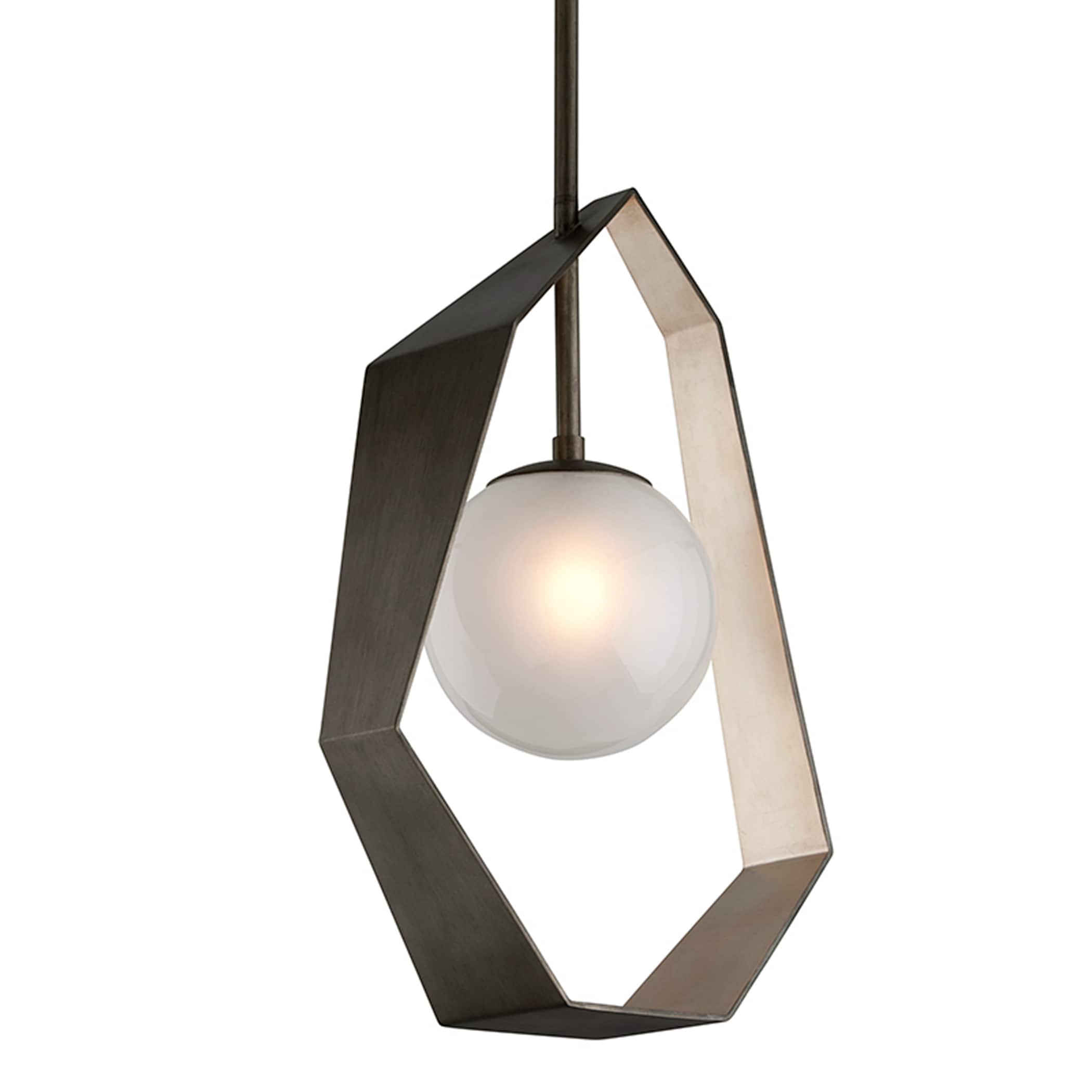 Troy Lighting F5534 Origami Graphite with Silver Leaf Modern/Contemporary Geometric LED Hanging Pendant Light