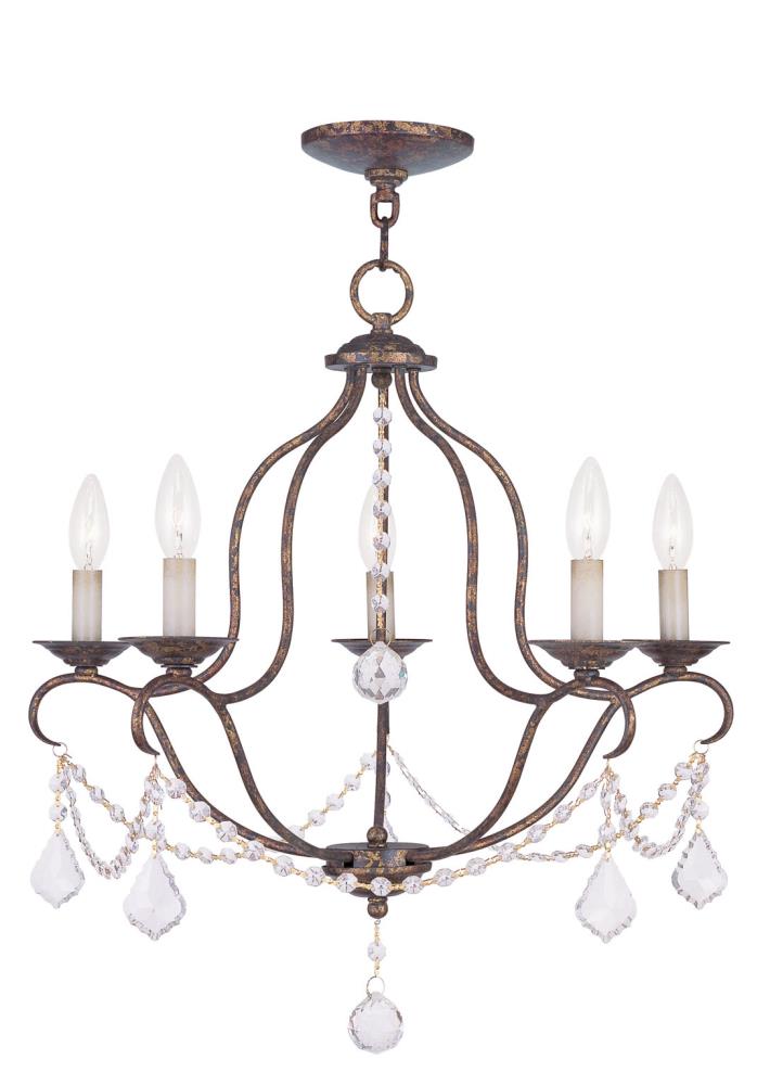 Venetian Golden Bronze Mini Crystal 5-Light Chandelier