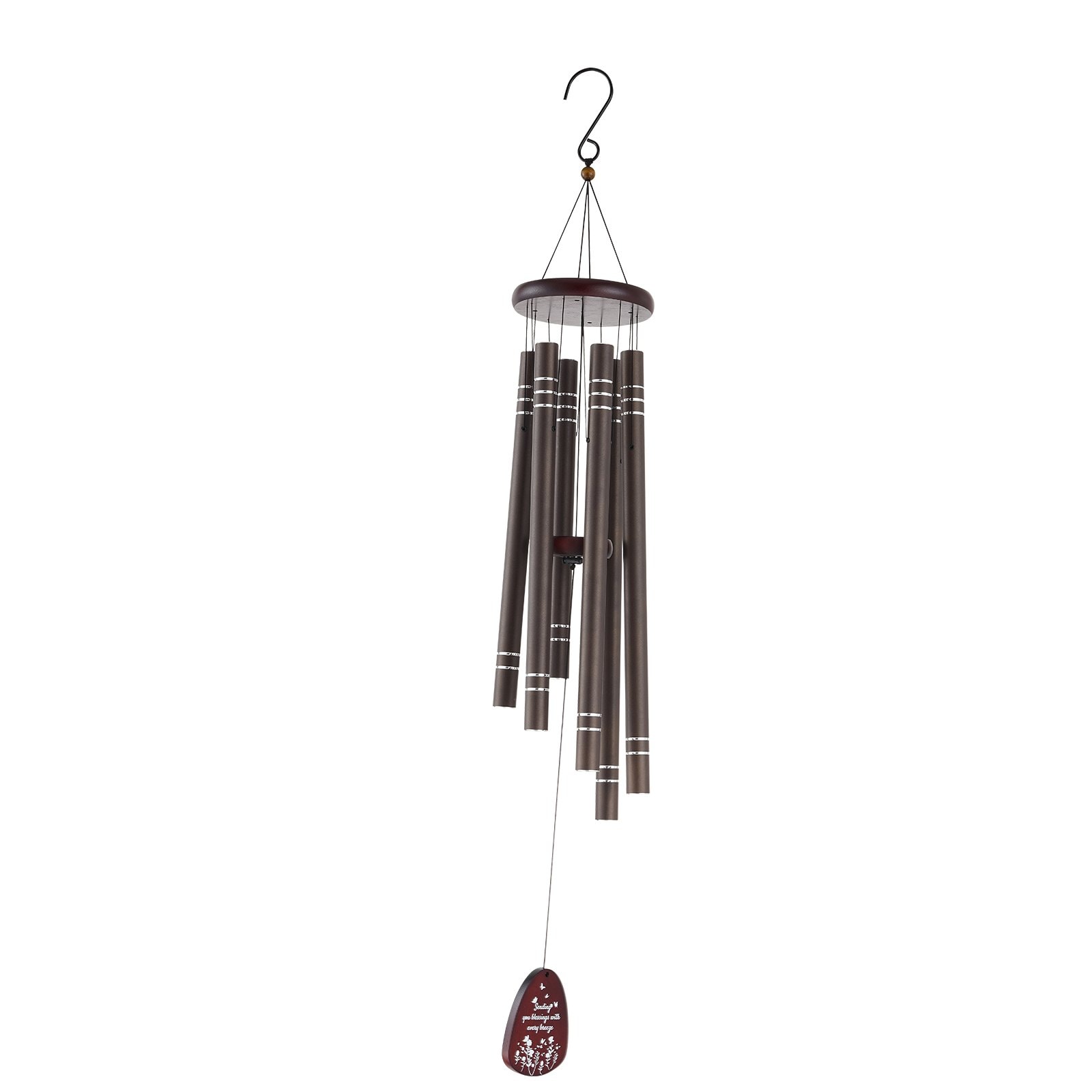 Slickblue 42 inch Brown Aluminum Hand Tuned Wind Chime with 6 Aluminum Tubes for Backyard Yard and Garden Decor