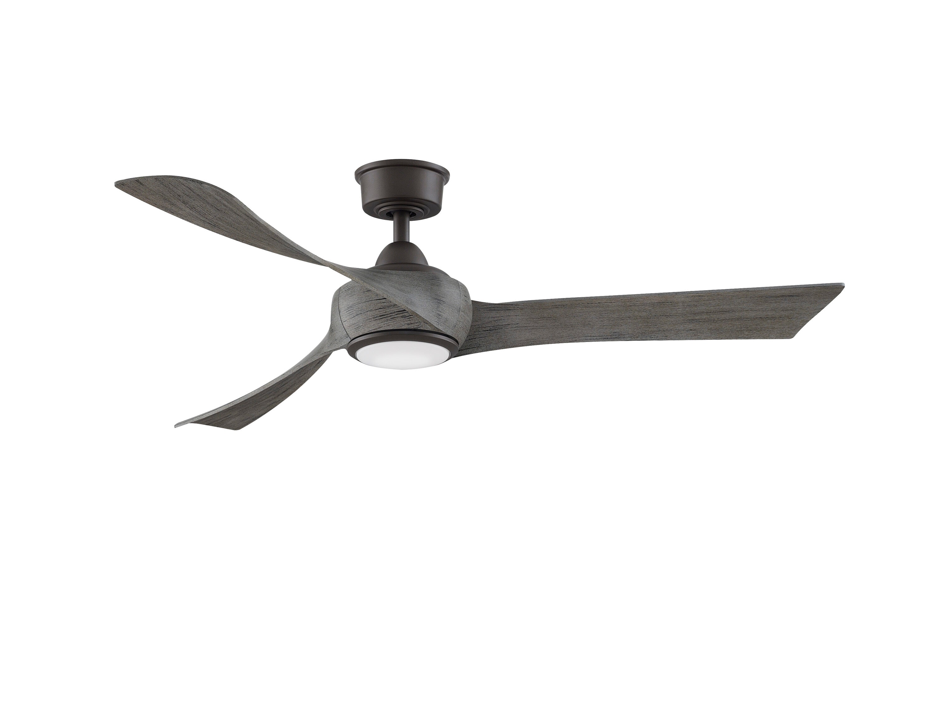 Fanimation Wrap Custom 56-in Matte Greige with Weathered Wood Blades Color-changing Integrated LED Indoor/Outdoor Smart Ceiling Fan with Light and Remote (3-Blade) FPD8530GR-56WE-LK Sansujyuku sansujyuku.com