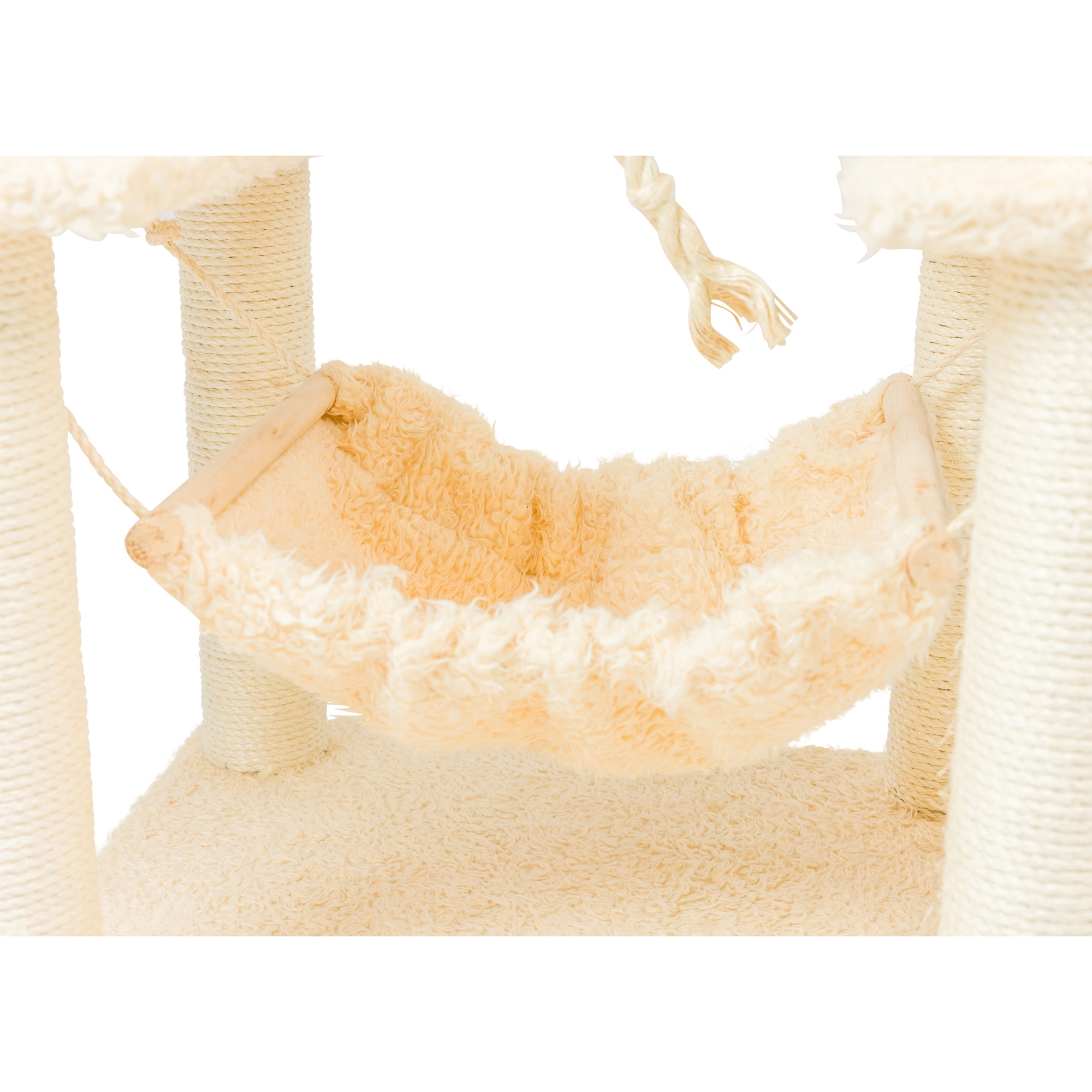 69'' Beige Sisal and Faux Fur Multi-Level Cat Tree