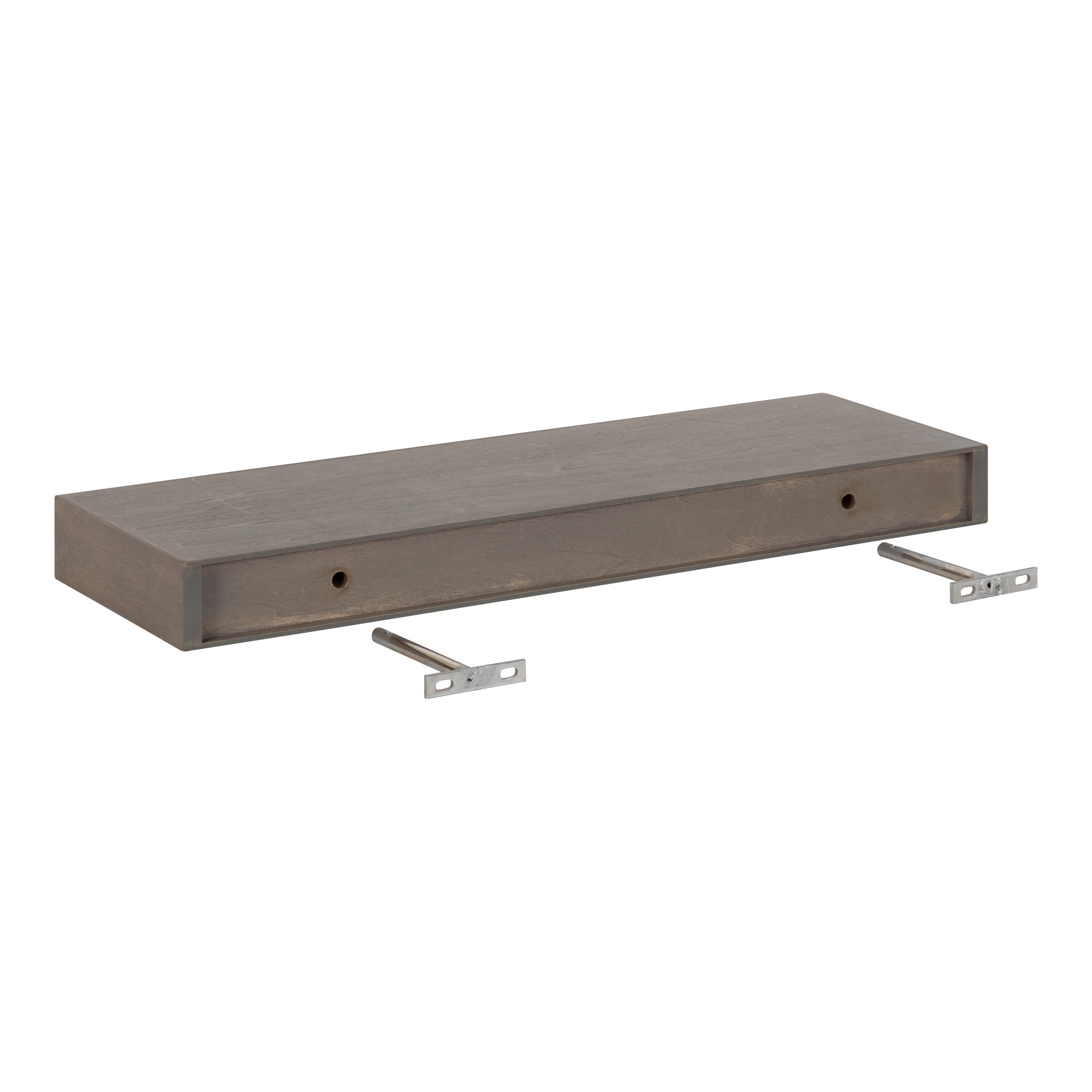 Crestshire 1 Piece Rectangle Floating Shelf with Hooks Laurel Foundry Modern Farmhouse Finish: Gray