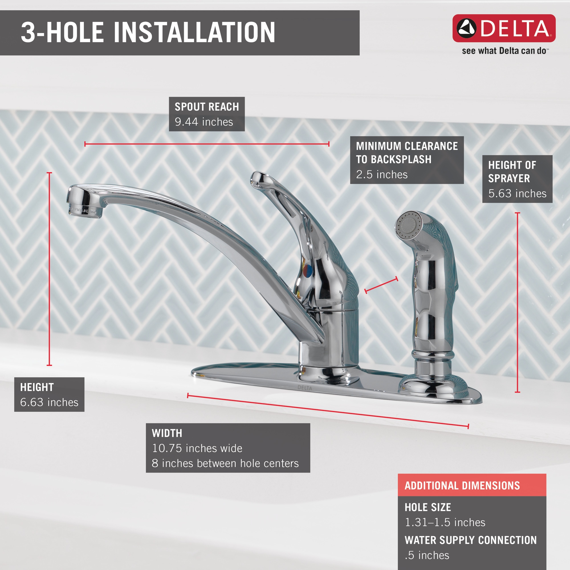 Delta Foundations Chrome Single Handle Kitchen Faucet (Deck Plate and ...