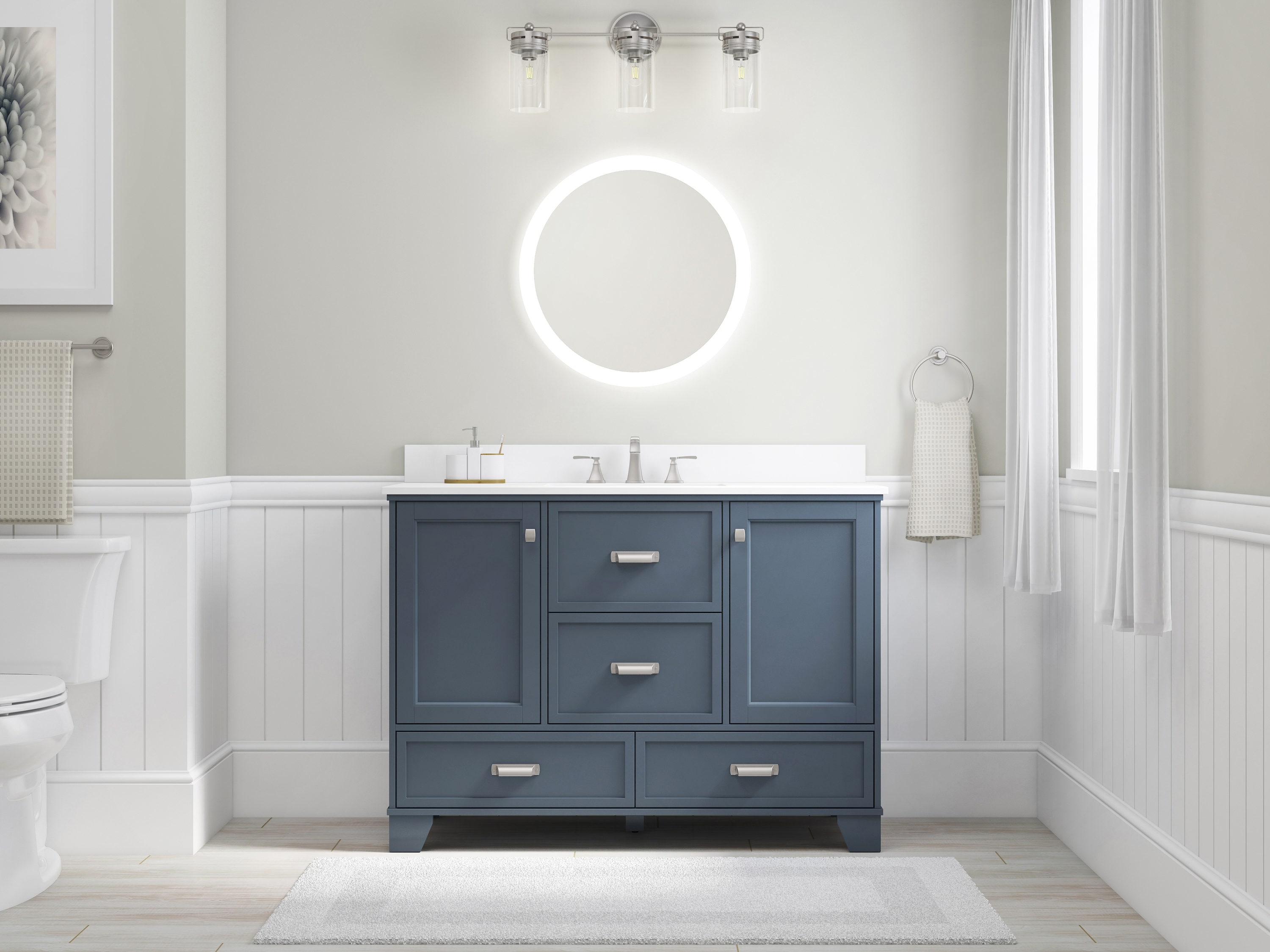 Shop allen + roth Leeland Harbor Blue Transitional Vanity Bathroom ...