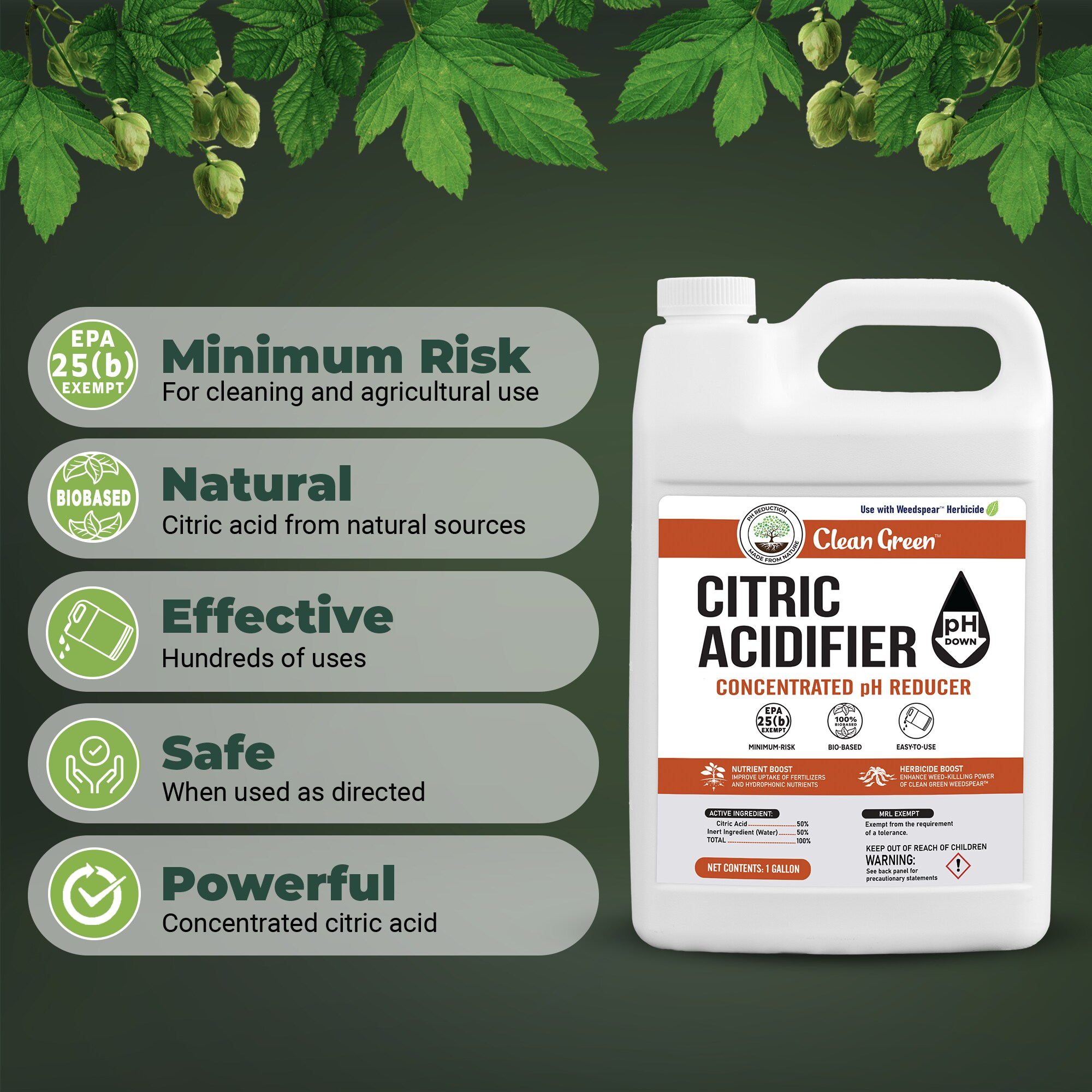 Mighty Mint Citric Acidifier 128fl oz Organic Natural Concentrated