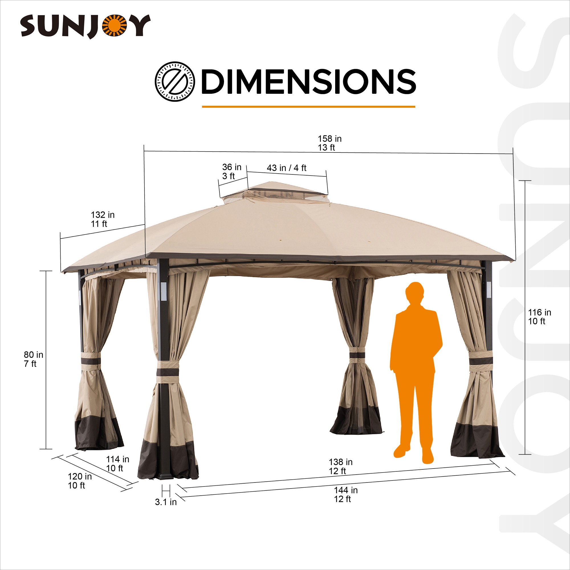 Sunjoy A101011500 Wood-Resin-Gazebos - View #5