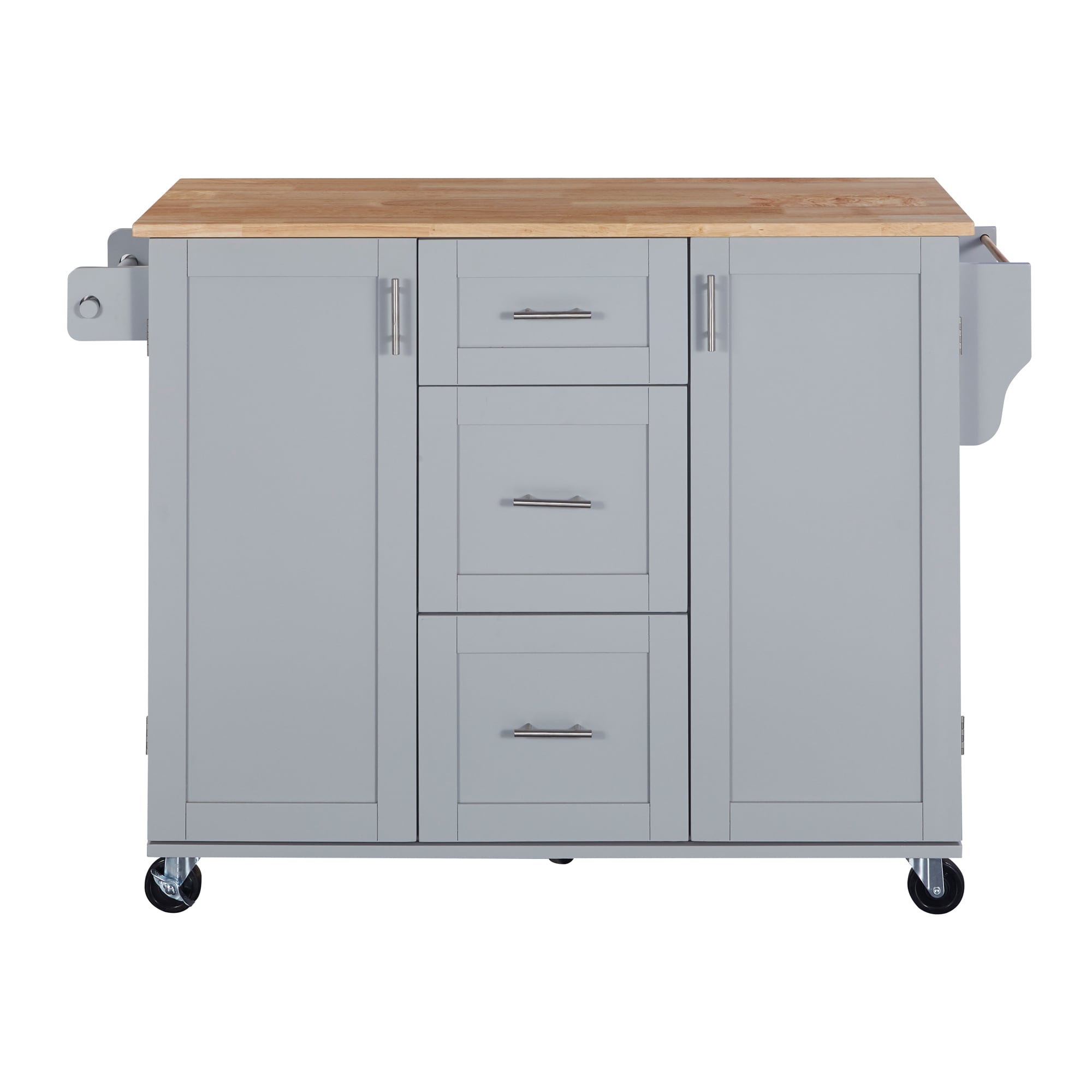 Nestfair CKK599G Gray Wood Base with MDF Wood Top Rolling Kitchen Island ( 17-in x 50-in x 36.9-in )
