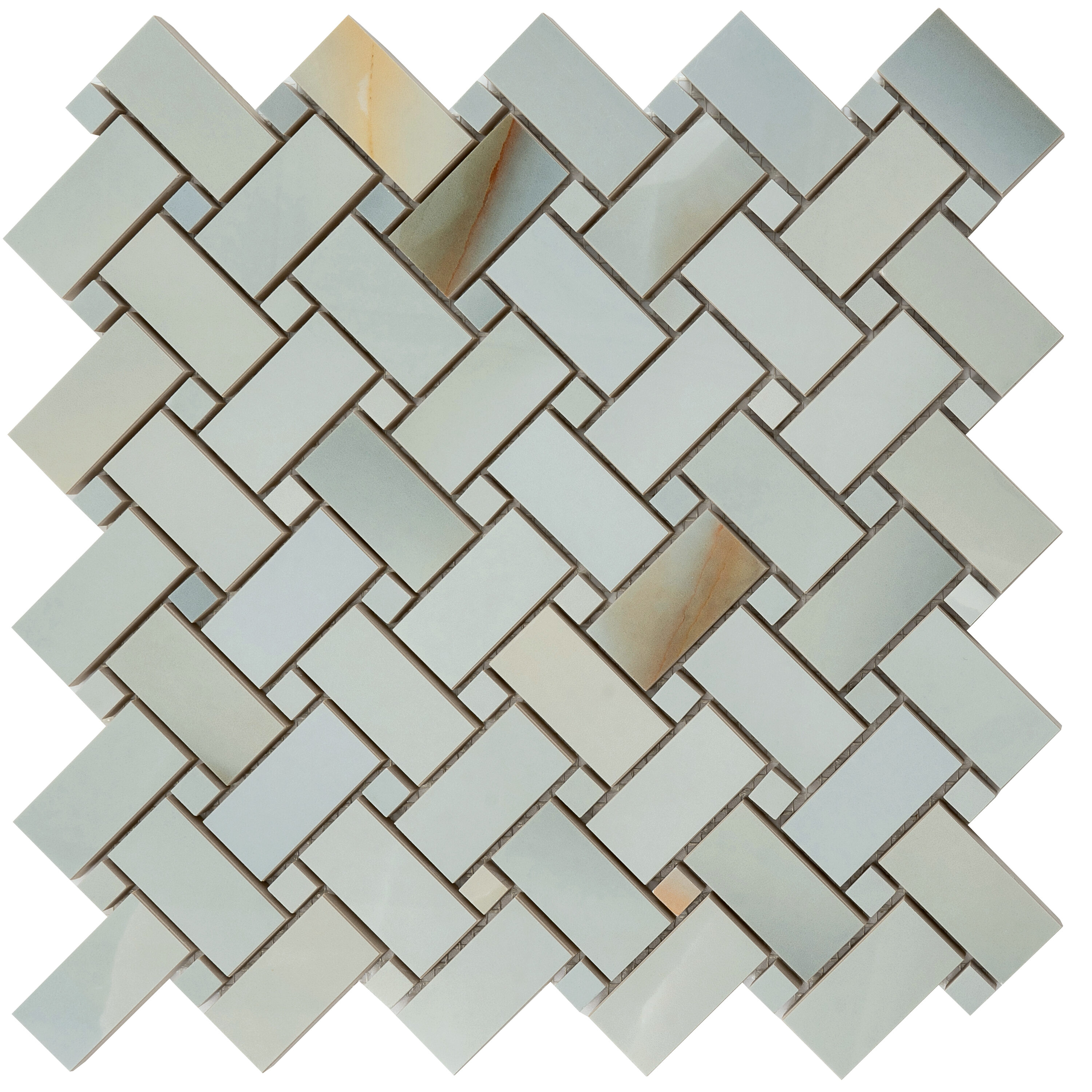 Apollo Tile Sample - Splendor Turchese 4-in x 5-in Lappato Porcelain Stone look Basketweave Floor and Wall Tile