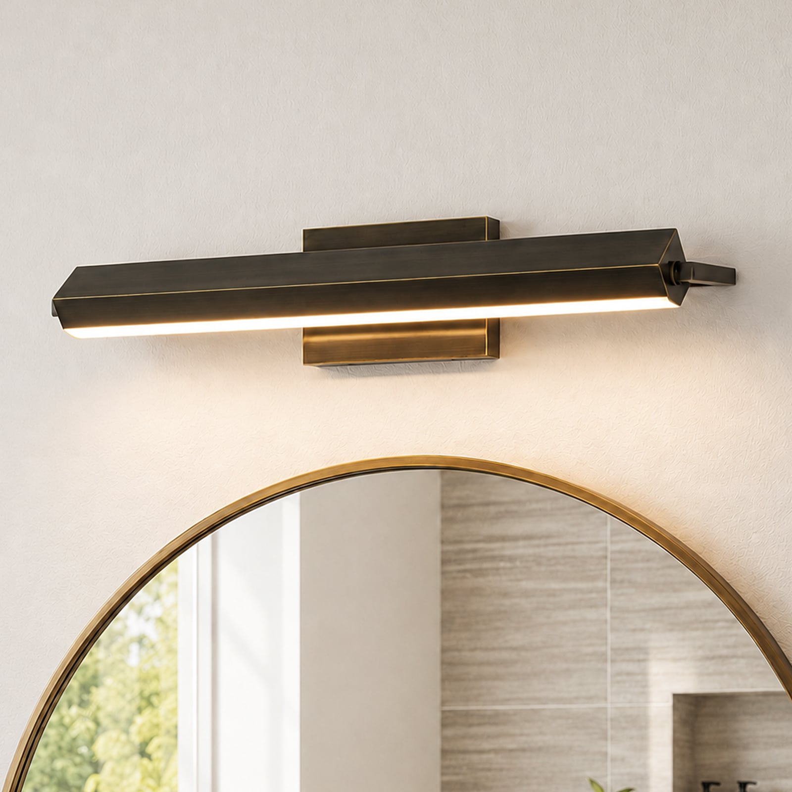 Y'INSP Tila 24-in W 1 -Light Multiple finishes Black Hardwired Damp rated LED Wall Sconce