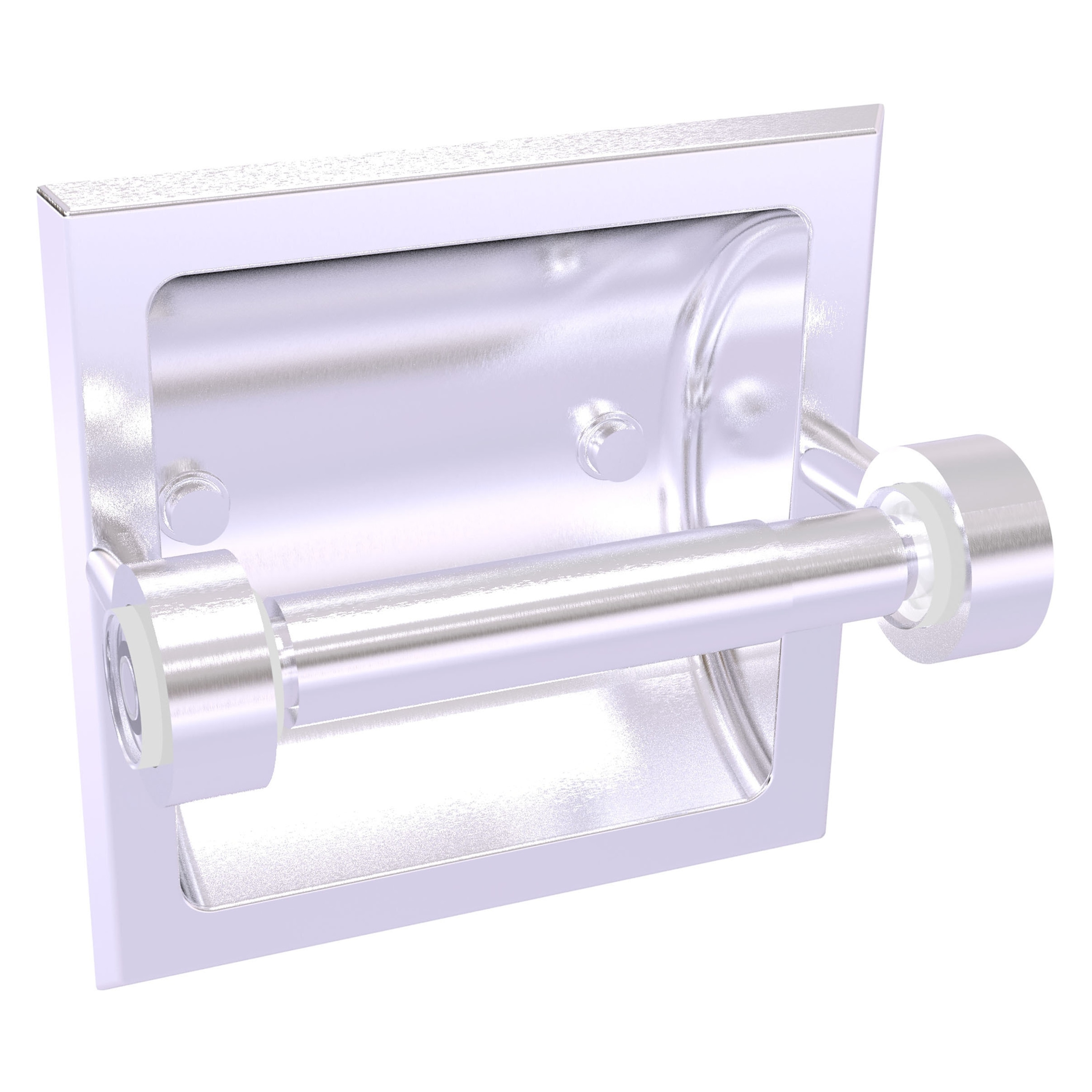 Allied Brass CV-24C-SCH Clearview Satin Chrome Recessed Double post Toilet Paper Holder 1 -Rolls with Storage