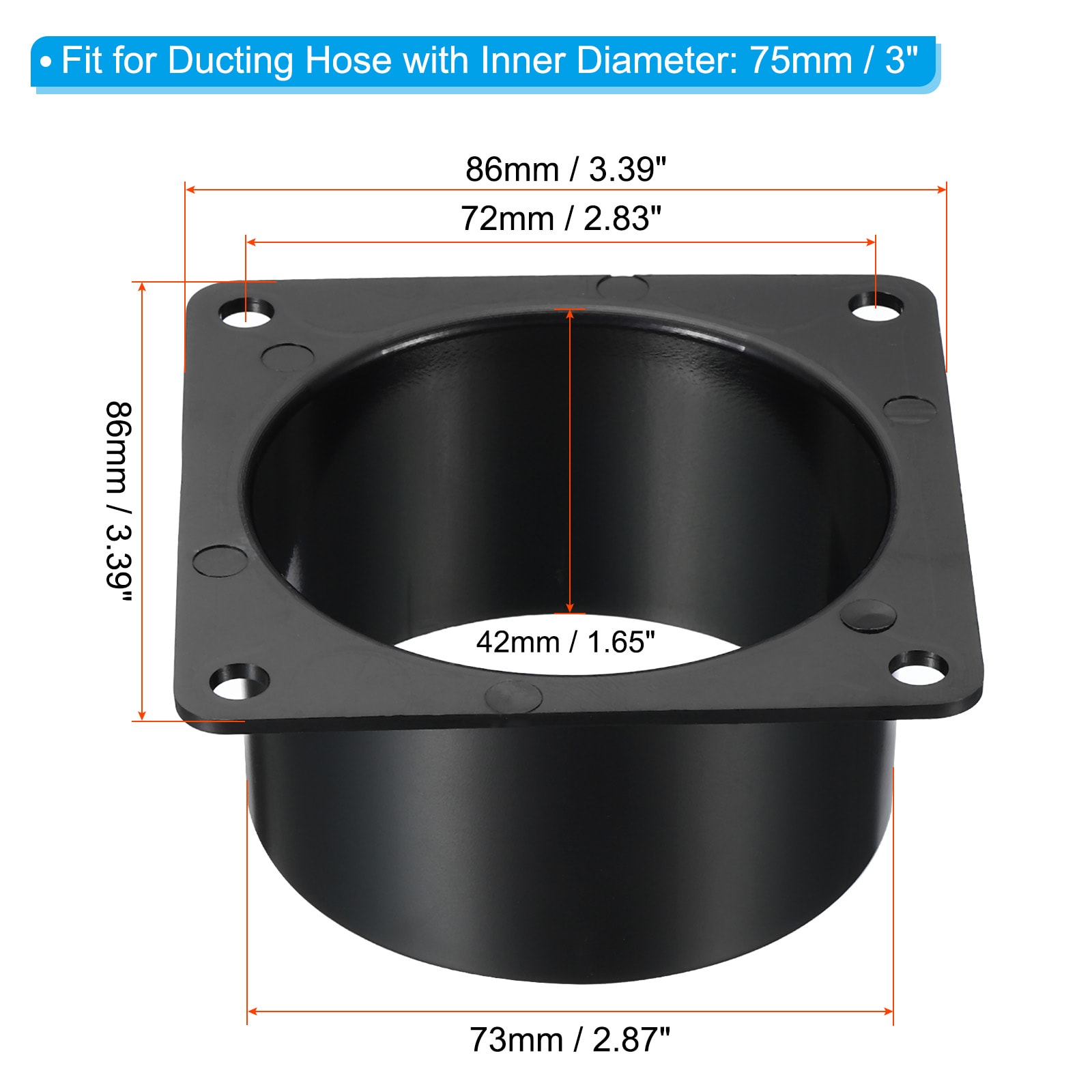 PATIKIL 3 inch Duct Connector Flange 2 Pack Dryer Vent Wall Plate ...