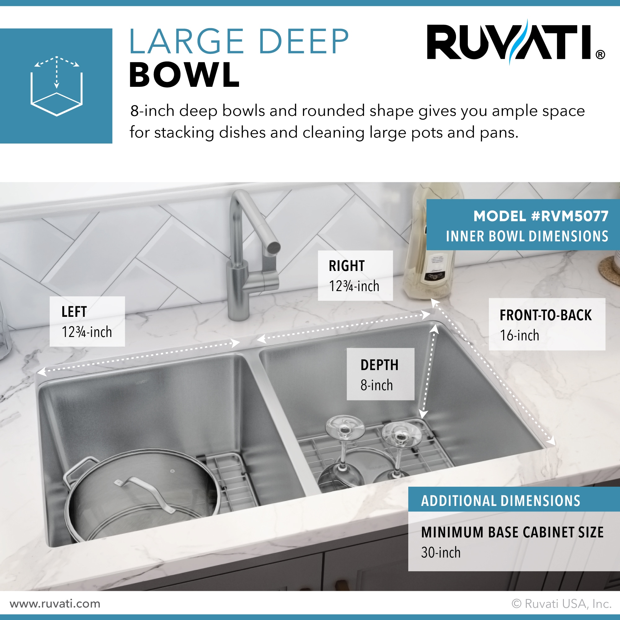 Ruvati Modena Undermount 28.5-in x 18-in Brushed Stainless Steel Double ...