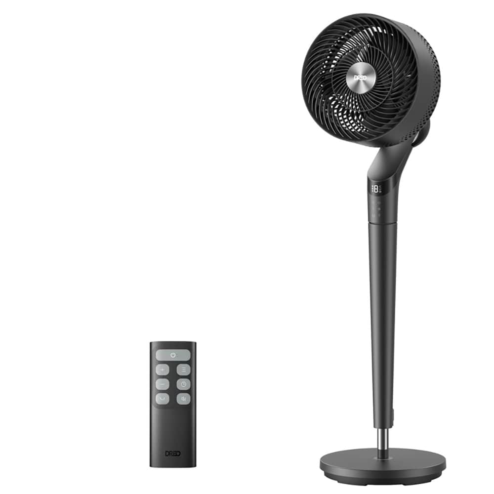 DREO 8-in Indoor Grey Oscillating Pedestal Fan with Remote #DR-HPF020S