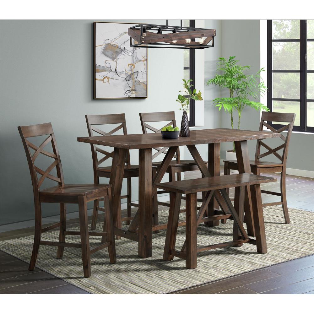 Picket House Furnishings Regan Cherry Rustic Dining Room Set with  Rectangular Table Seats 20