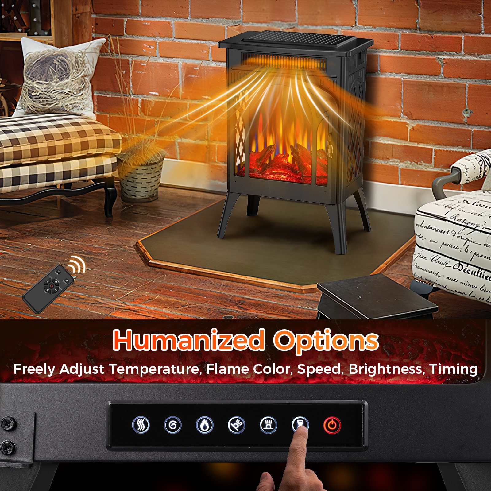 COWSAR S230CP-BLACK Electric-Fireplaces - View #2