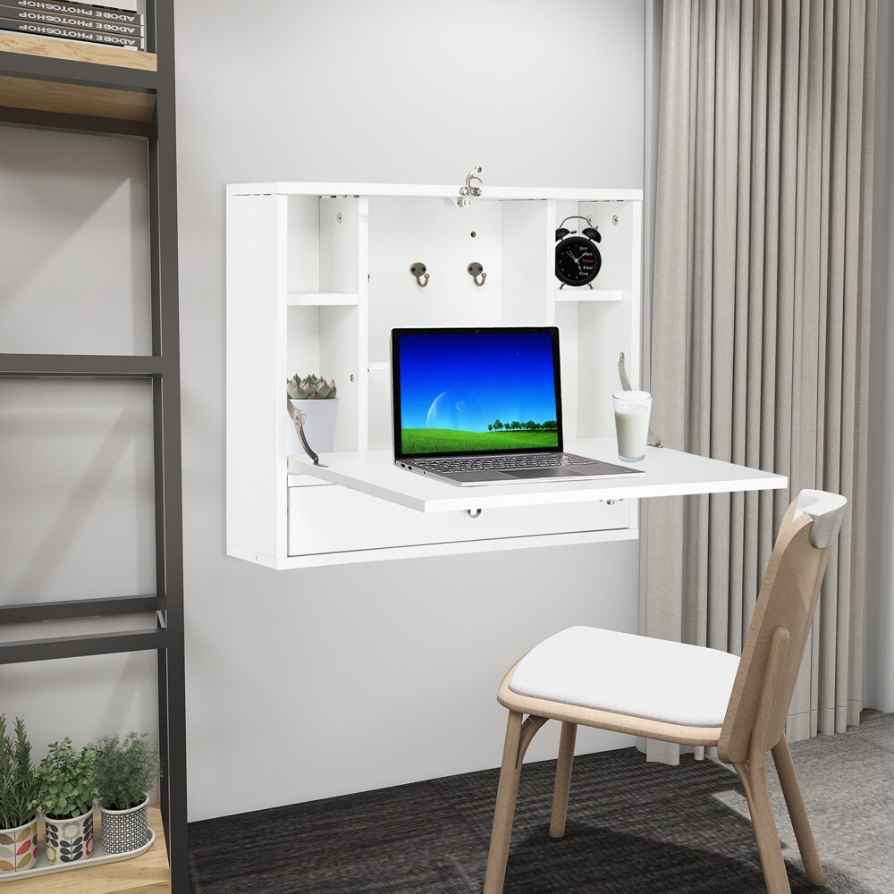 white slimline computer desk