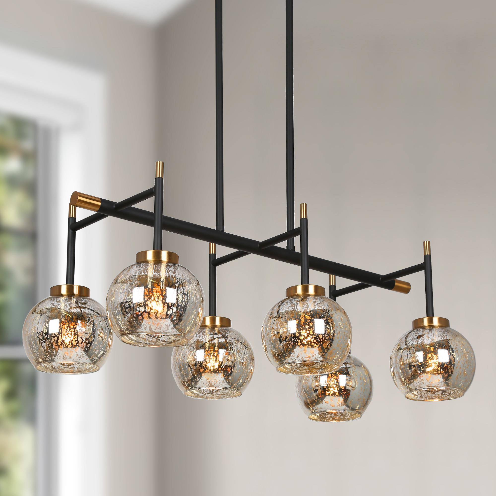 ZEVNI Mafia 6-Light Matte Black Transitional LED Dry rated Chandelier ...