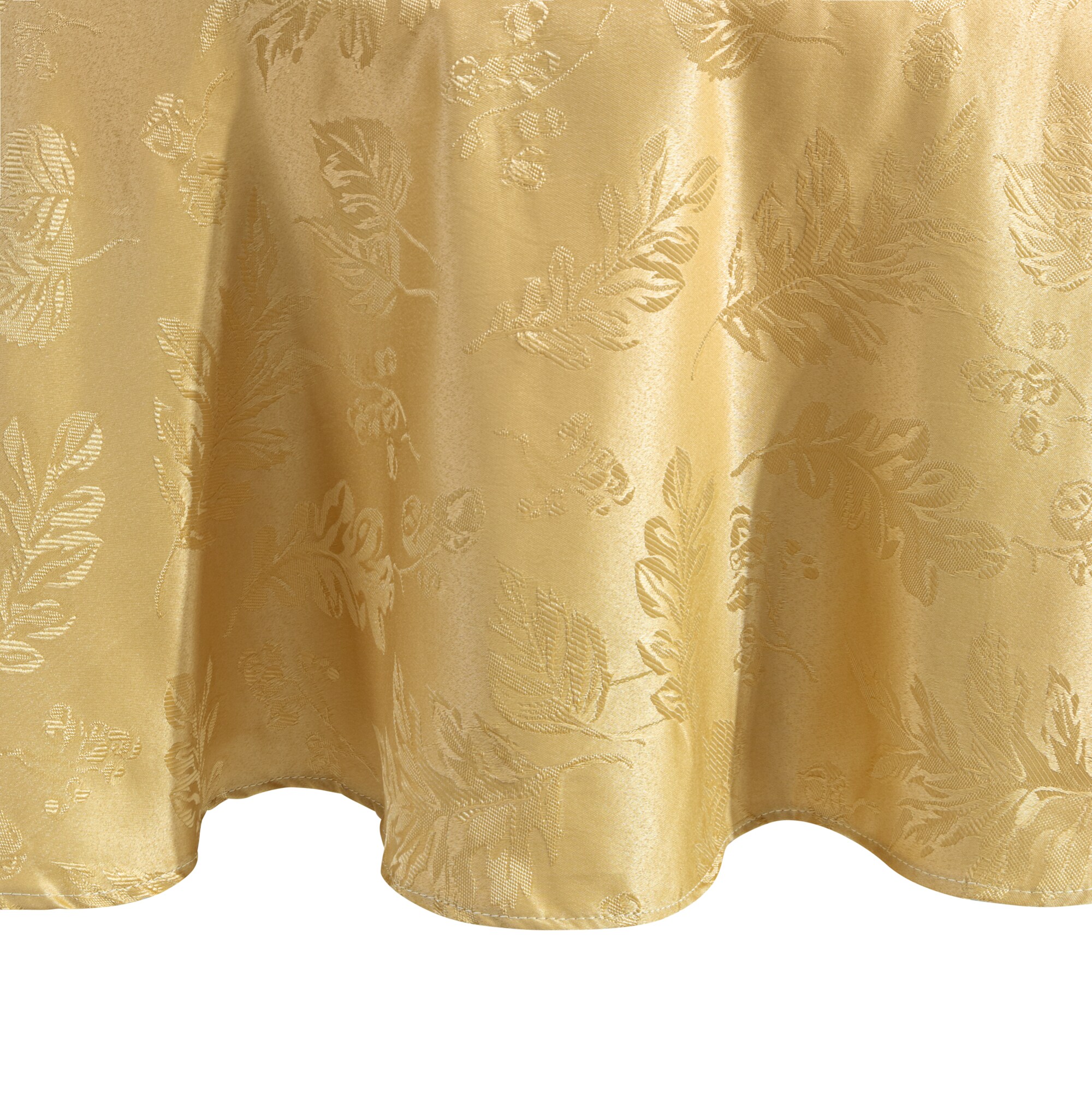 Elrene Home Fashions 739550325263 Elegant Woven Leaves Jacquard Damask 60"x84" Oval Indoor Gold Table Cover for 6-ft rectangle