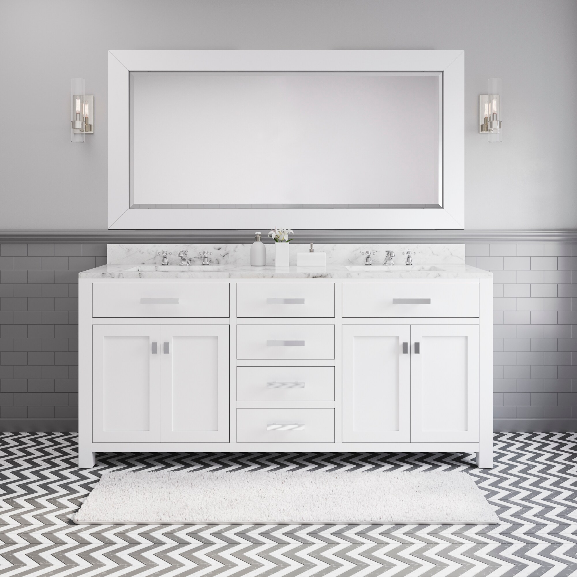 Water Creation Madison 72-in Pure White Undermount Double Sink Bathroom ...