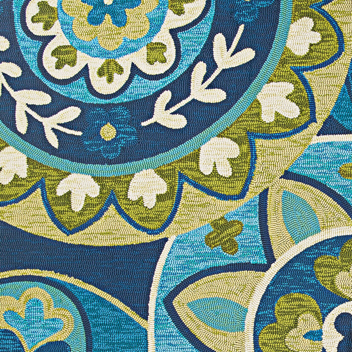 Handmade Blue Floral Synthetic Rectangular Rug, 5'6" x 8'