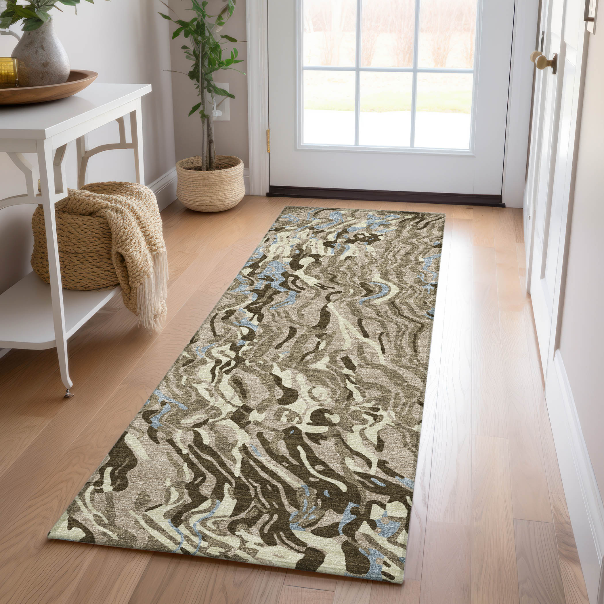 Addison Rugs ACN1038TP2X8 Chantille ACN1038TP 2 x 7 (ft) Polyester Taupe Rectangular Indoor/Outdoor Geometric Machine washable Runner rug
