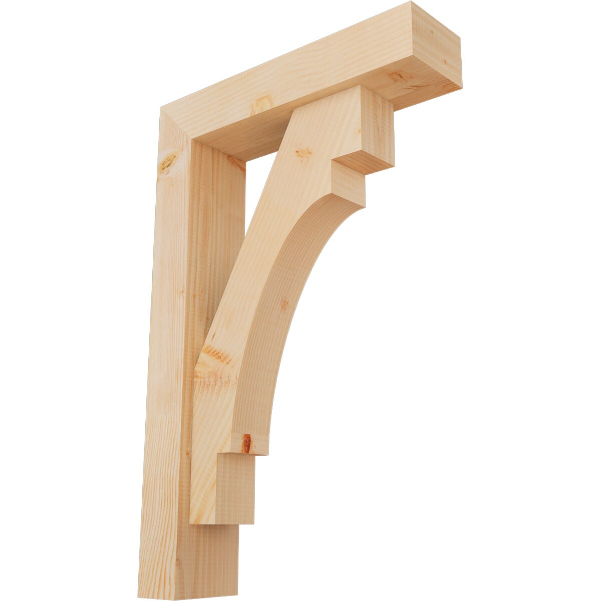 Ekena Millwork 1463344 Merced Block Smooth Bracket with Offset Brace 5-1/2-in x 22-in x 34-in Douglas fir Brown Wood Standard bracket