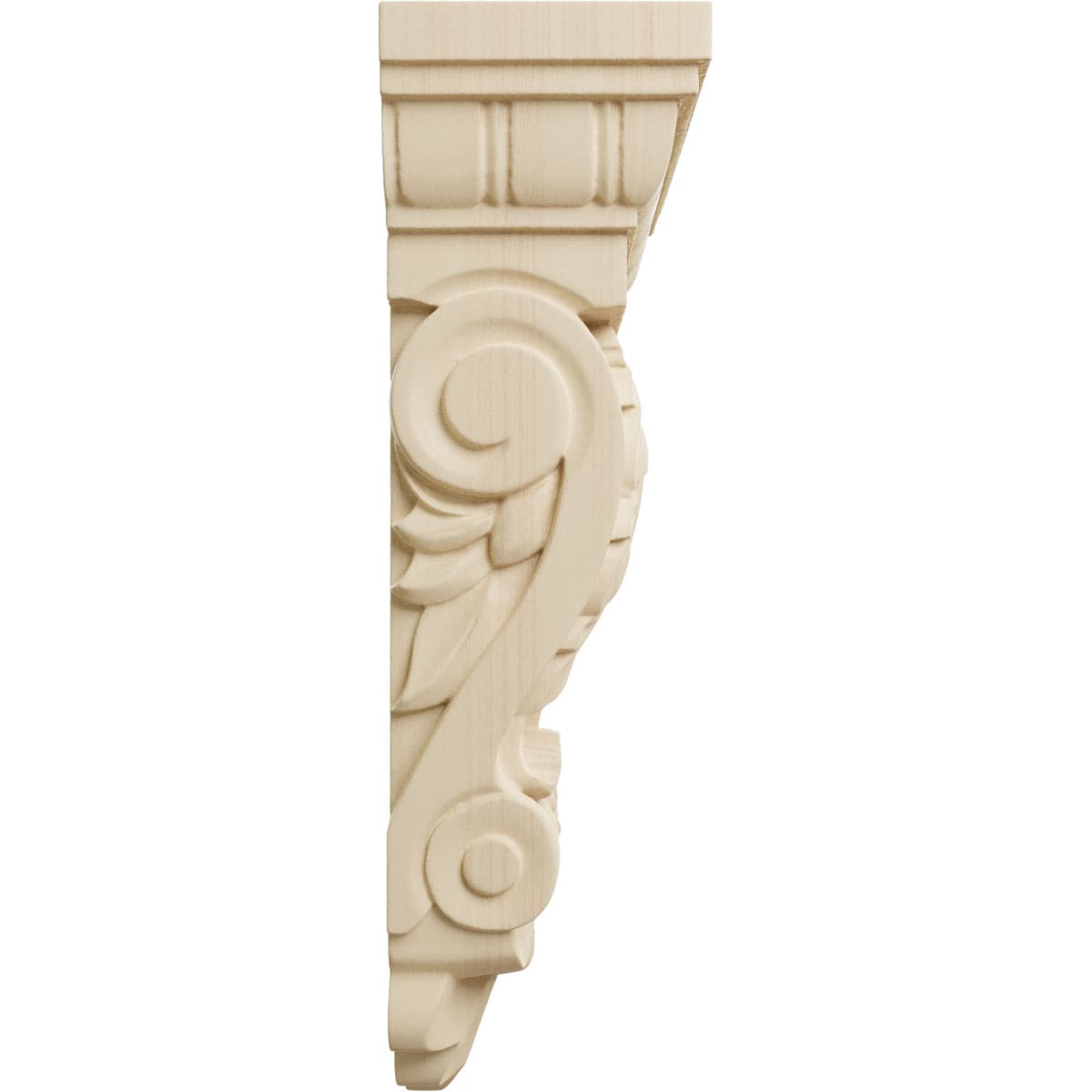 Light Oak Rubberwood Acanthus Carved Corbel