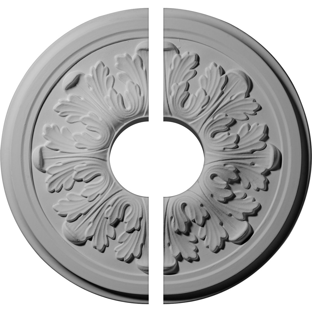 Ekena Millwork CM12LE2-03500 Acanthus 12.75-in W x 12.75-in L Architectural White Urethane Split Ceiling Medallion