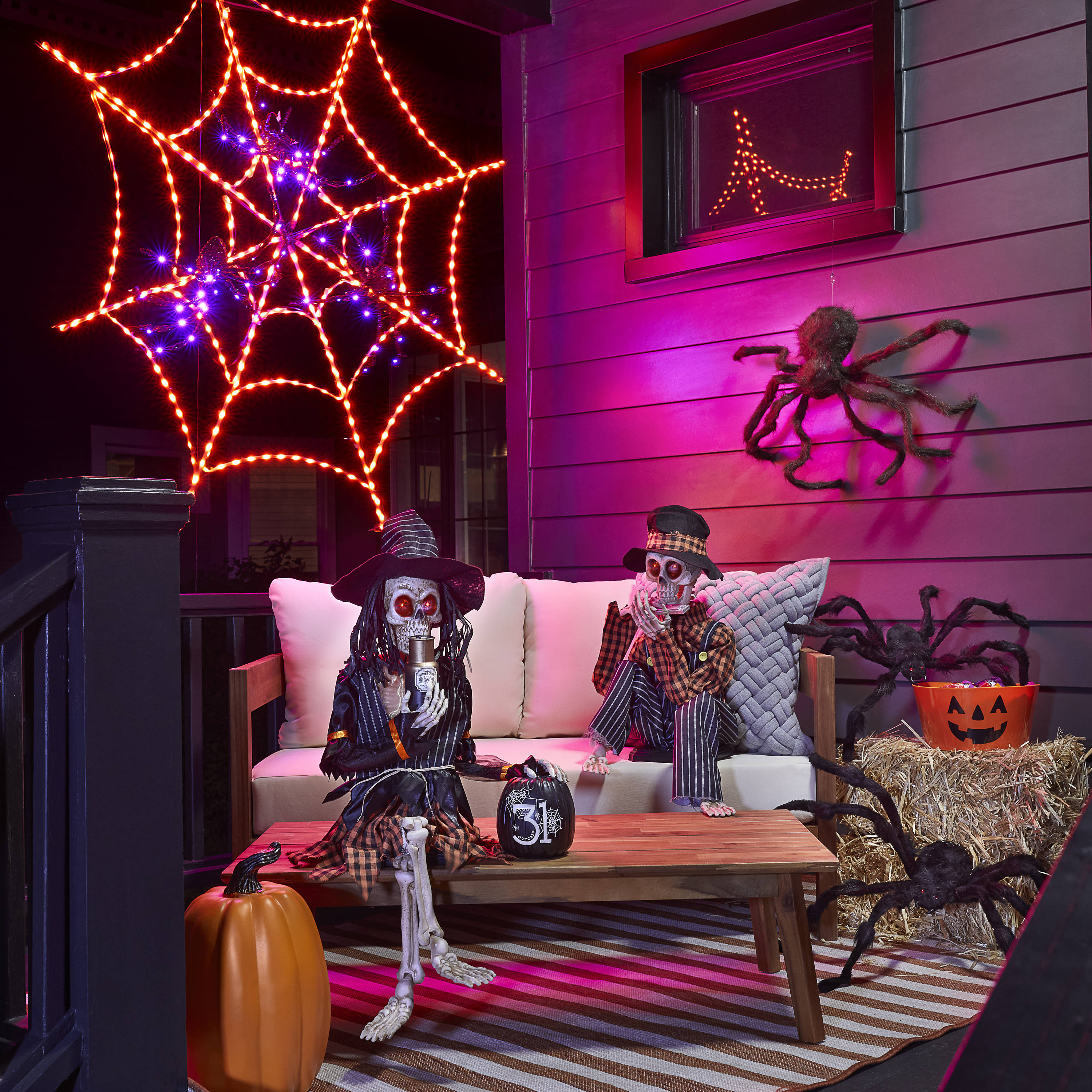 Haunted Living 5-ft Pre-Lit Spider Web Free Standing Decoration ...
