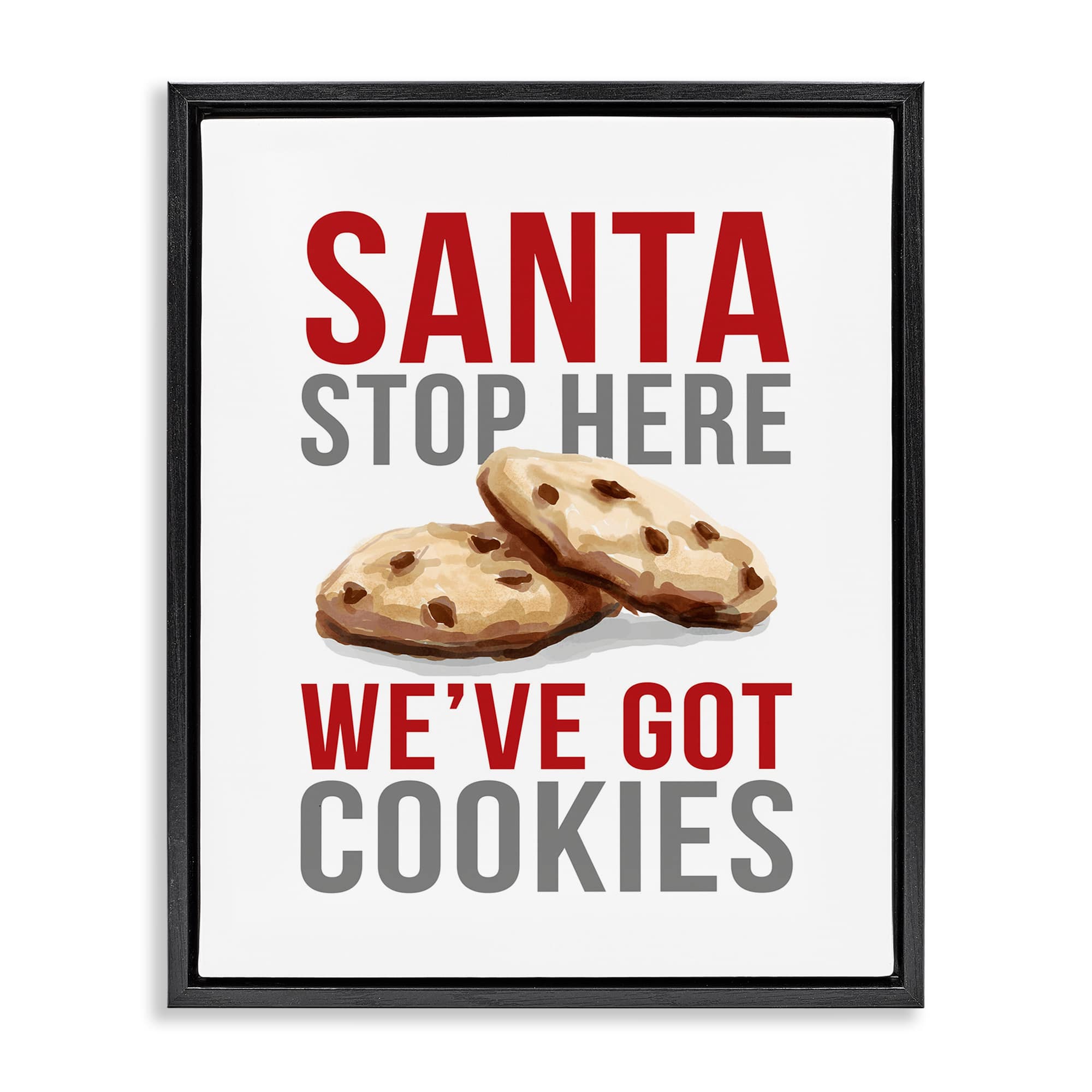 Stupell Industries BT-525-FFB-16X20 Santa We Have Cookies Black Framed Floater Canvas Wall Art By Dogwood Portfolio 17 x 21